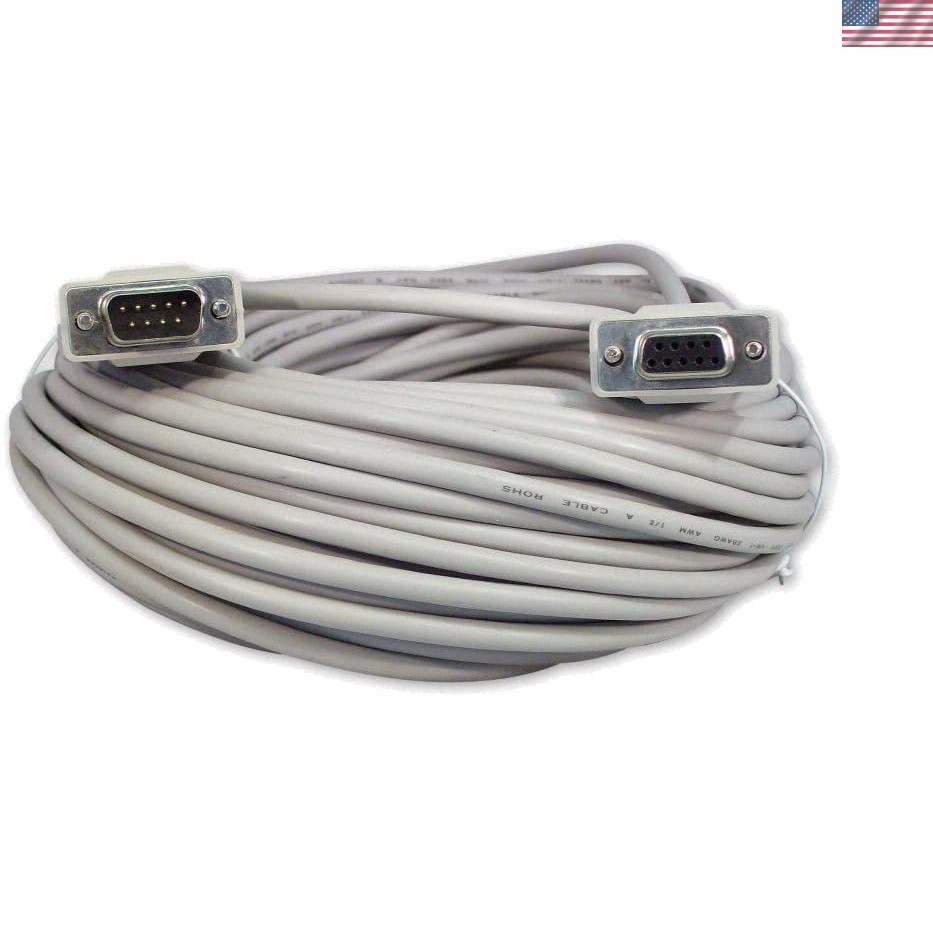 Durable 100 Ft DB9 9 Pin Serial Cable Male/Female – Perfect for Labs & Industry