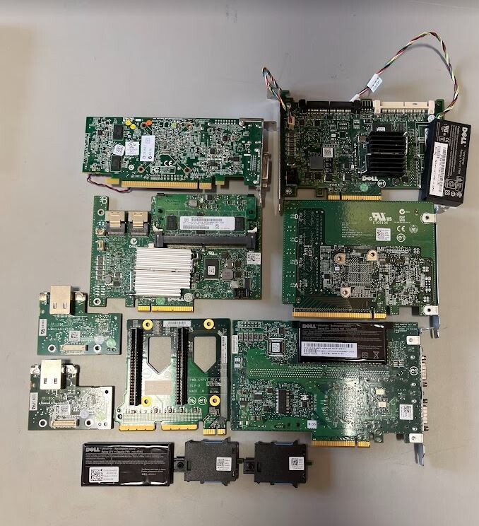 Large Dell Lot, 17 Items, 235NK, Video cards, battery, HBA, iDRAC etc.