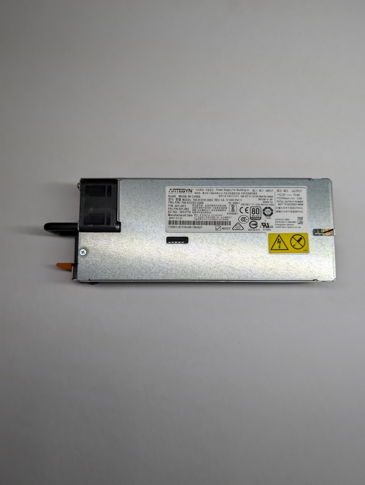 Lenovo 900W 80+ Platinum Server Power Supply 00YJ973 00YJ983 x3550 x3650 M5 PSU