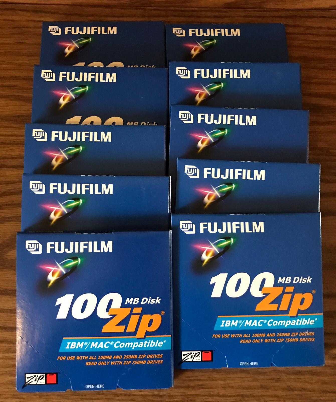 FUJIFILM ZIP 100 DISKS - LOT OF 10 -NEW OLD STOCK