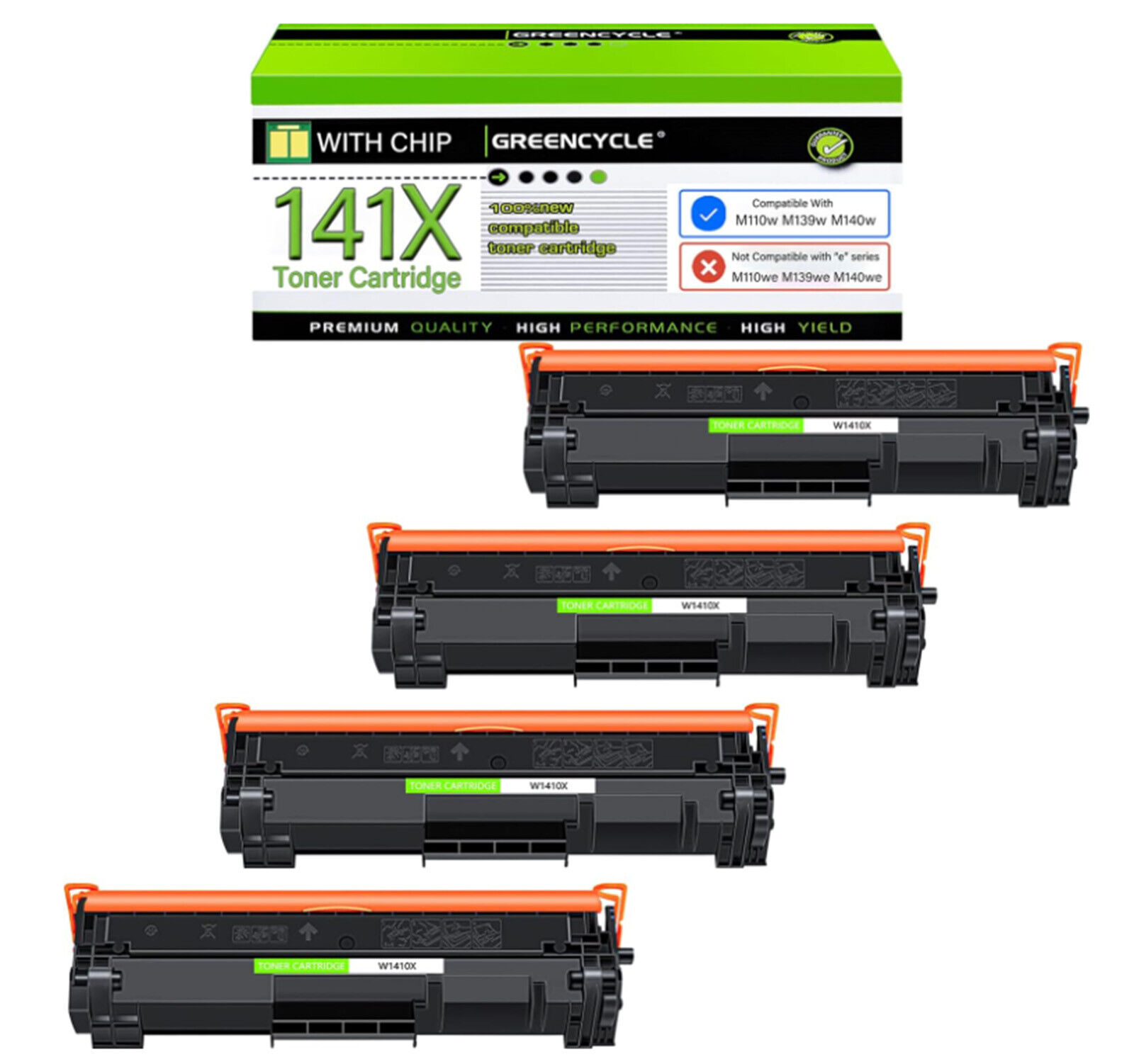 4PK 141X W1410X Compatible HP Toner Cartridges for M110w M139w M140w Not for *e