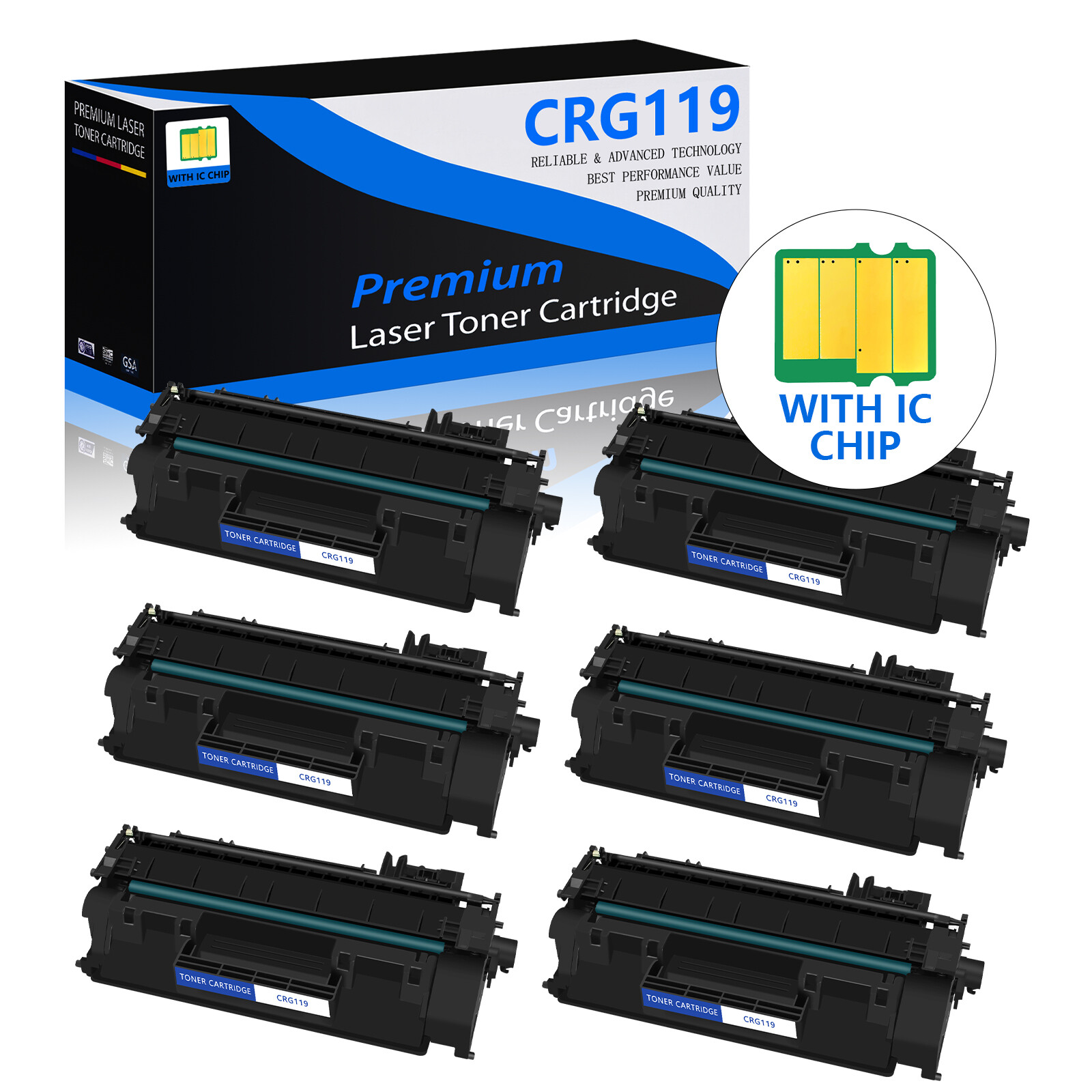 6 PACK CRG119 C119 Toner Cartridge for Canon ImageClass MF5960dn MF6160dw 5950dw