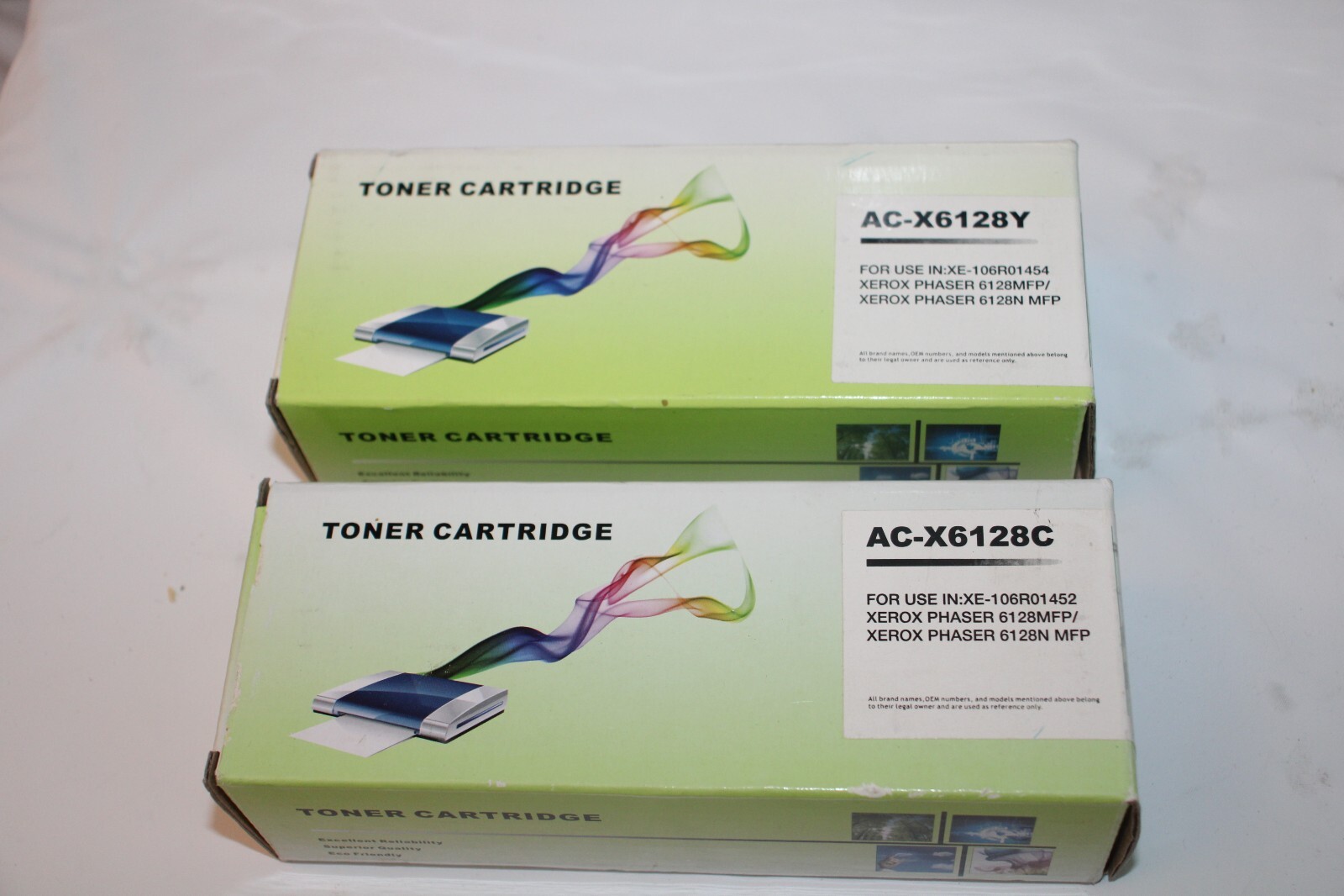 PAIR Xerox Phaser 6128MFP, 6128N MFP Toner Cartridges AC-X6128Y, AC-X6128C "NEW"