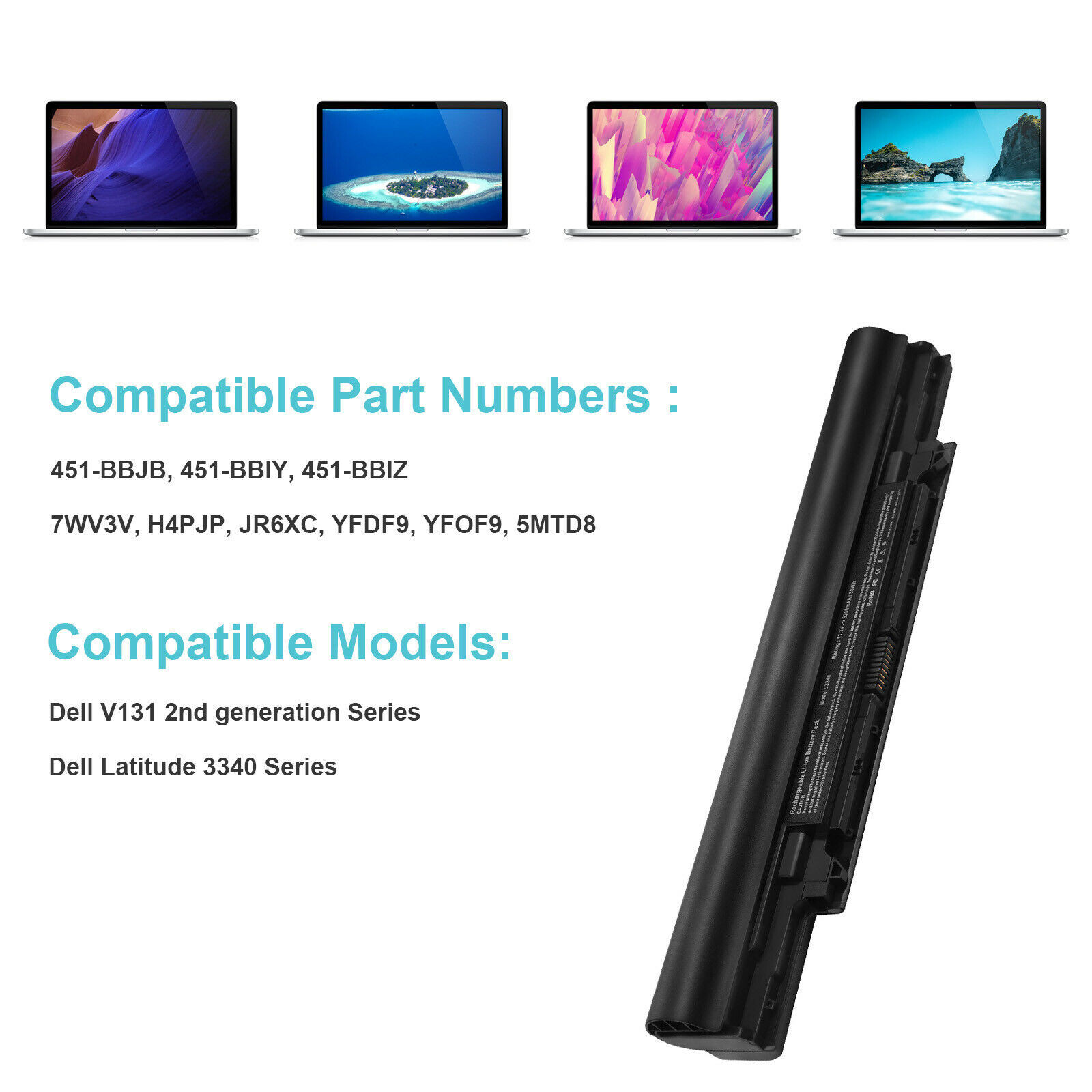 Lot YFDF9 5MTD8 Battery for Dell Latitude 3340 3350, V131 2 Series JR6XC YFOF9
