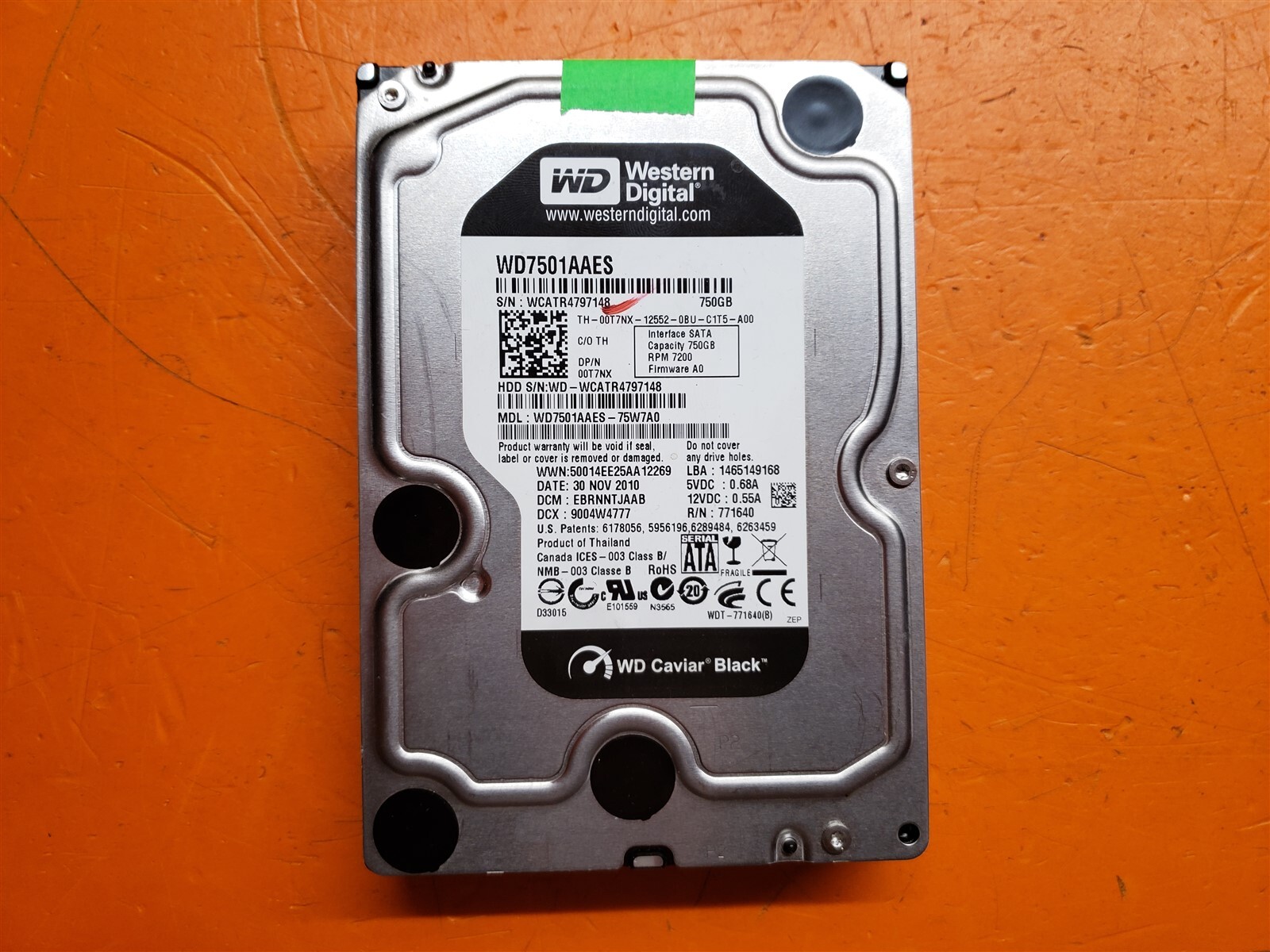 ⭐️⭐️⭐️⭐️⭐️ HDD Hard Drive SATA Desktop 3.5" WD7501AAES-75W7A0 750GB