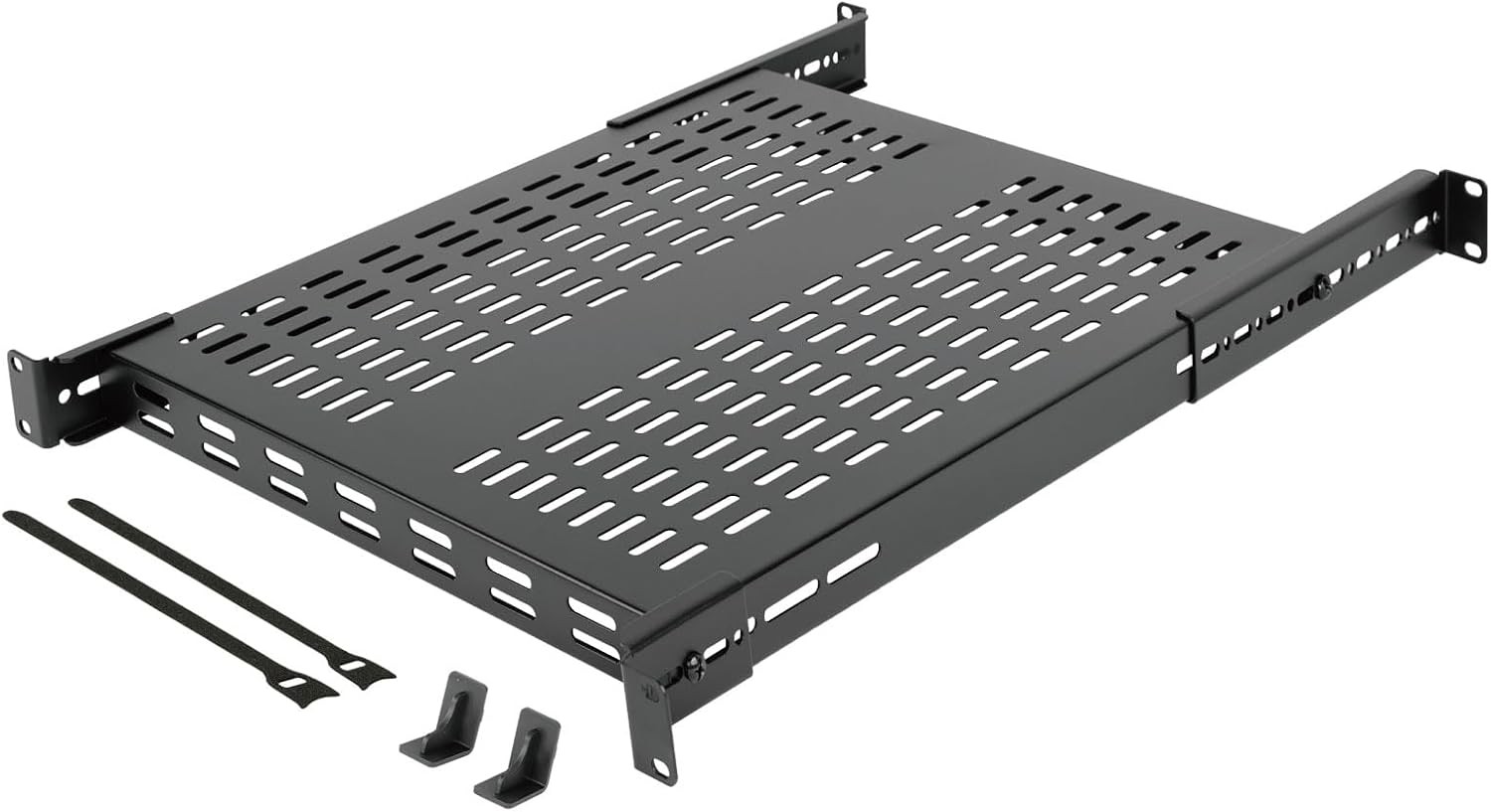 1U 4 Post Vented Server Rack Shelf Adjustable Depth 21.7 Inch