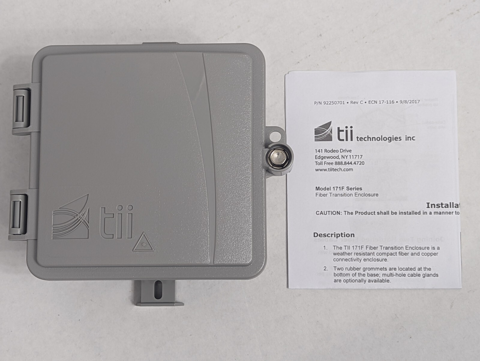 Tii Technologies Fiber Optic Wall mount Splice Enclosure NID Series 171f-01-0-0