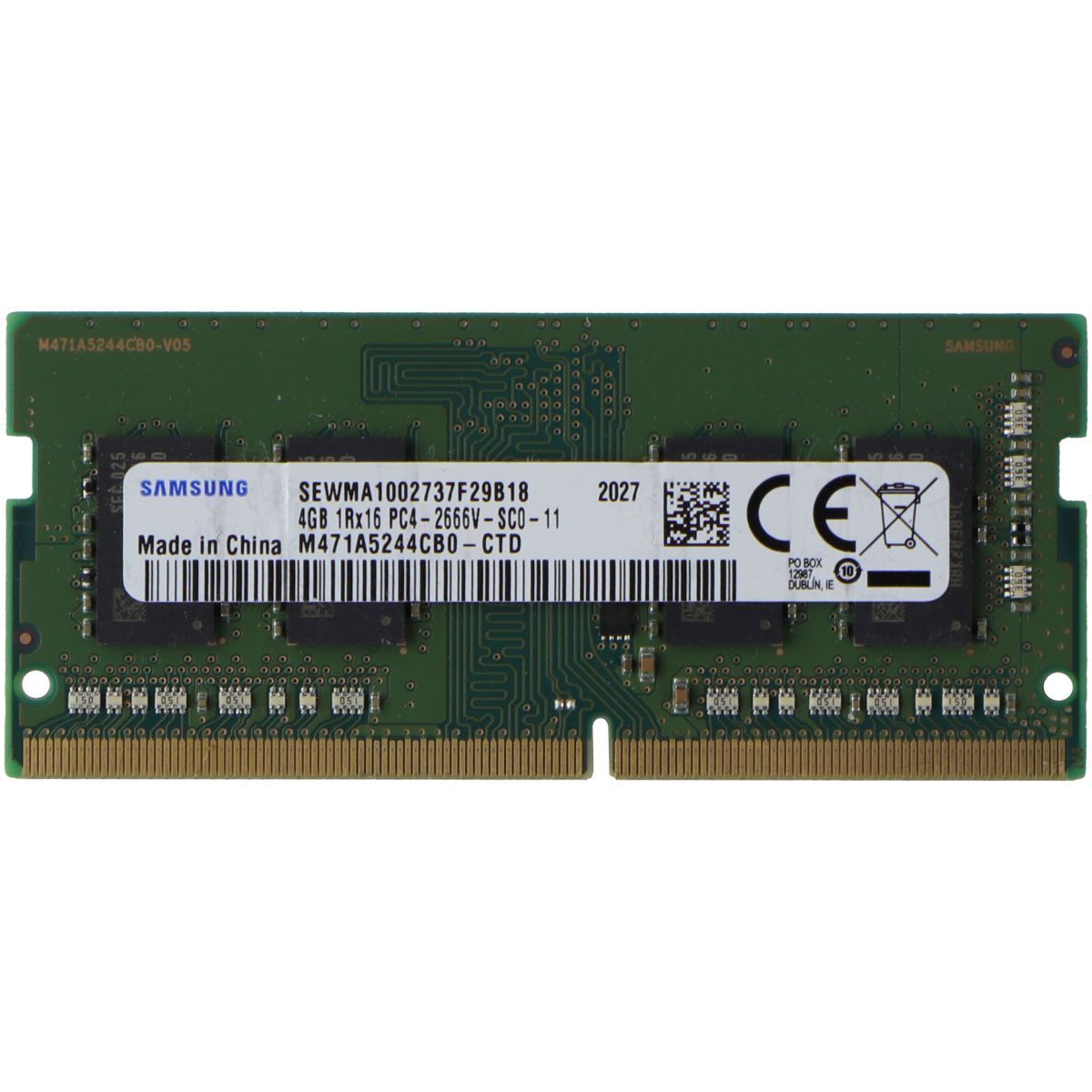 Samsung (4GB) 1Rx16 PC4-21300 DDR4 2666MHz Laptop RAM Memory (M471A5244CB0-CTD)