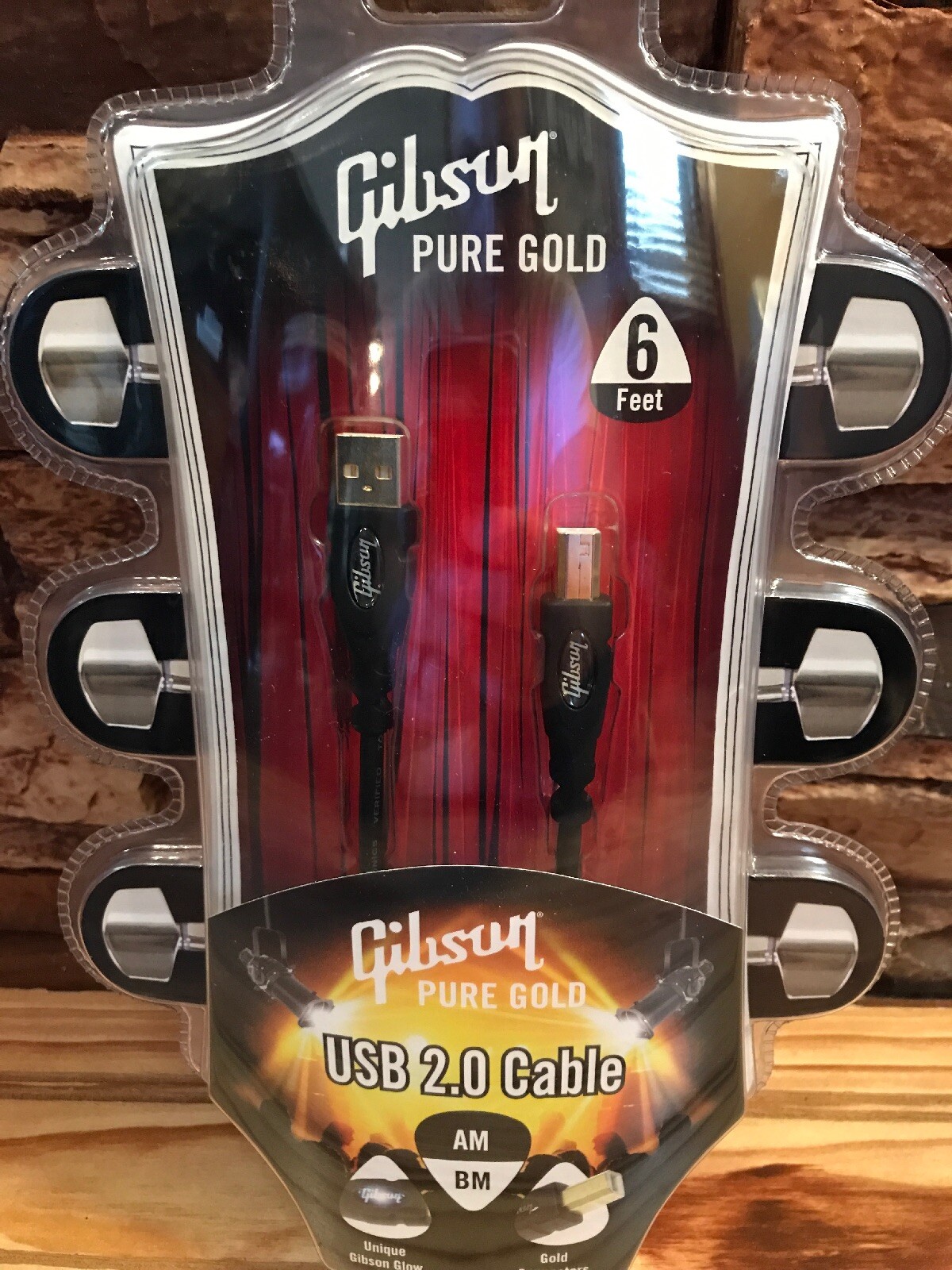 Gibson Pure Gold USB 2.0 Cable 6 Feet AM Male-BM male Gold Connectors