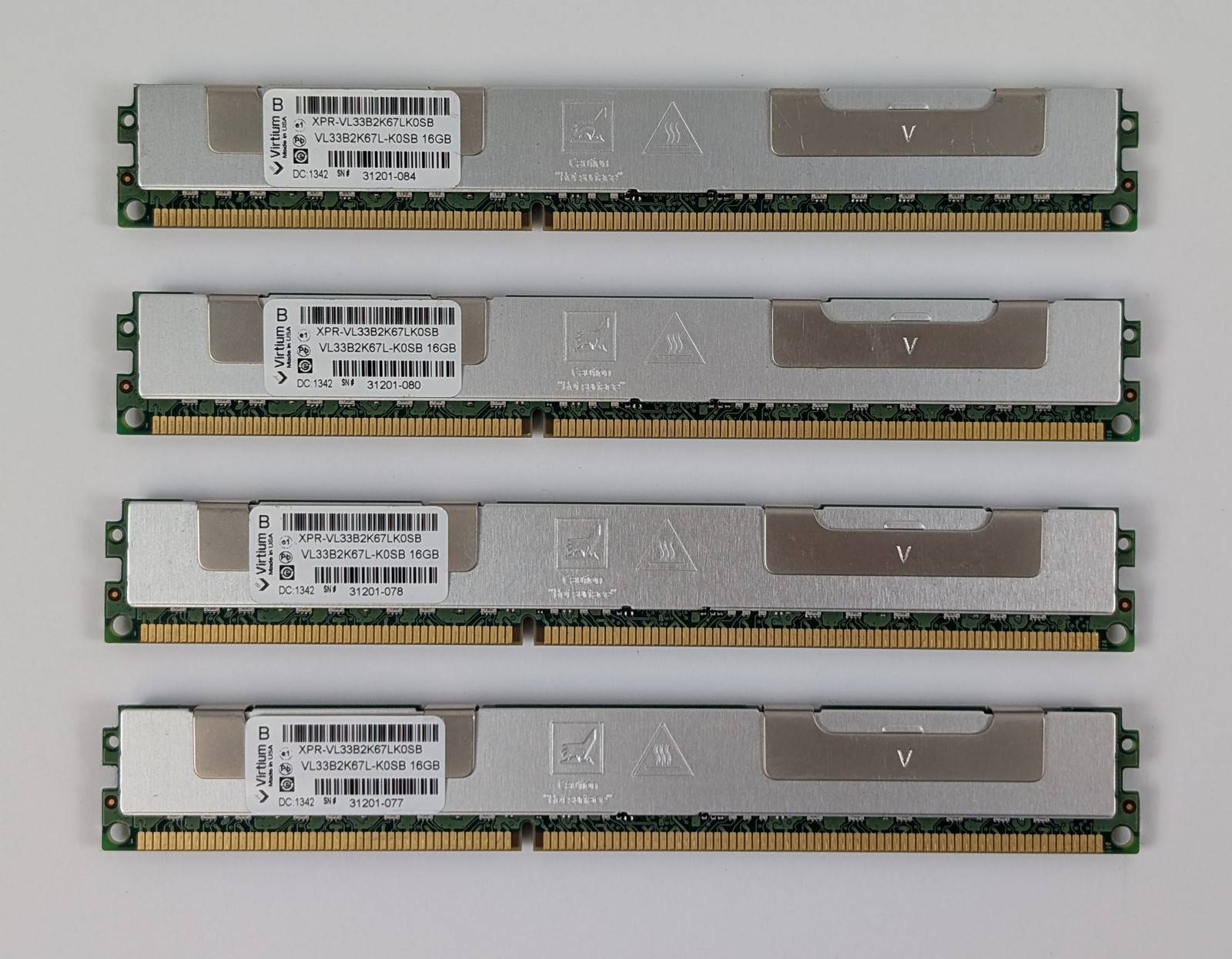 Virtium 16GB VL33B2K67L-K0SB XPR-VL33B2K67LK0SB Server RAM Memory Lot of 4