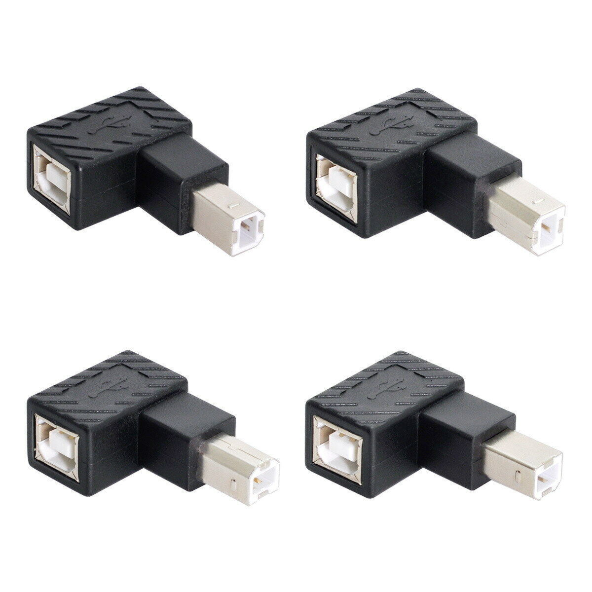 4Pcs USB 2.0 B Type Male to Female Extension Adapter Horizontal Vertical Angled