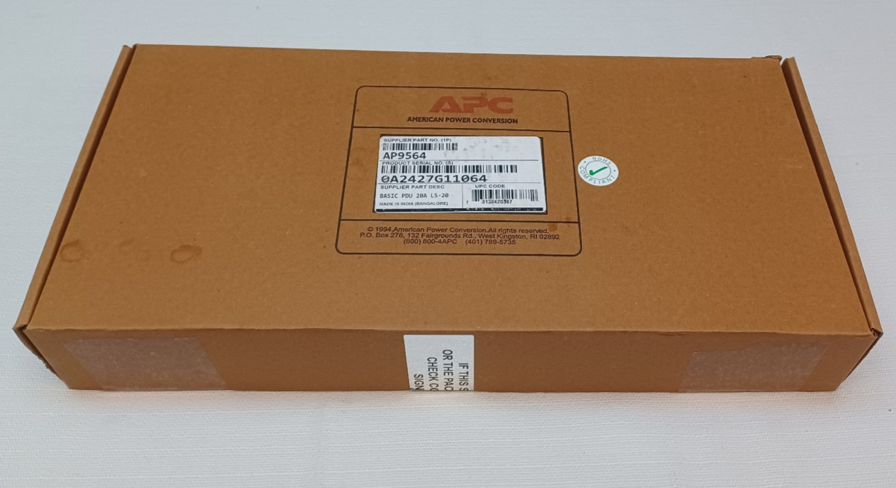 APC AP9564 (NEW) – 20A 10-Outlet (Nema 5-20R) PDU with Locking Plug (Nema L5-20)