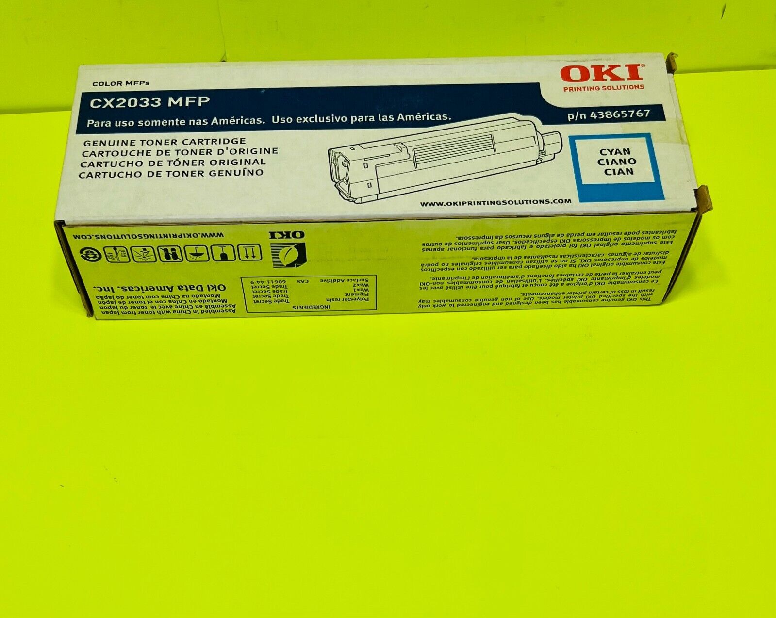 Genuine Oki Toner Cartridge Cyan for CX2033 MFP OEM