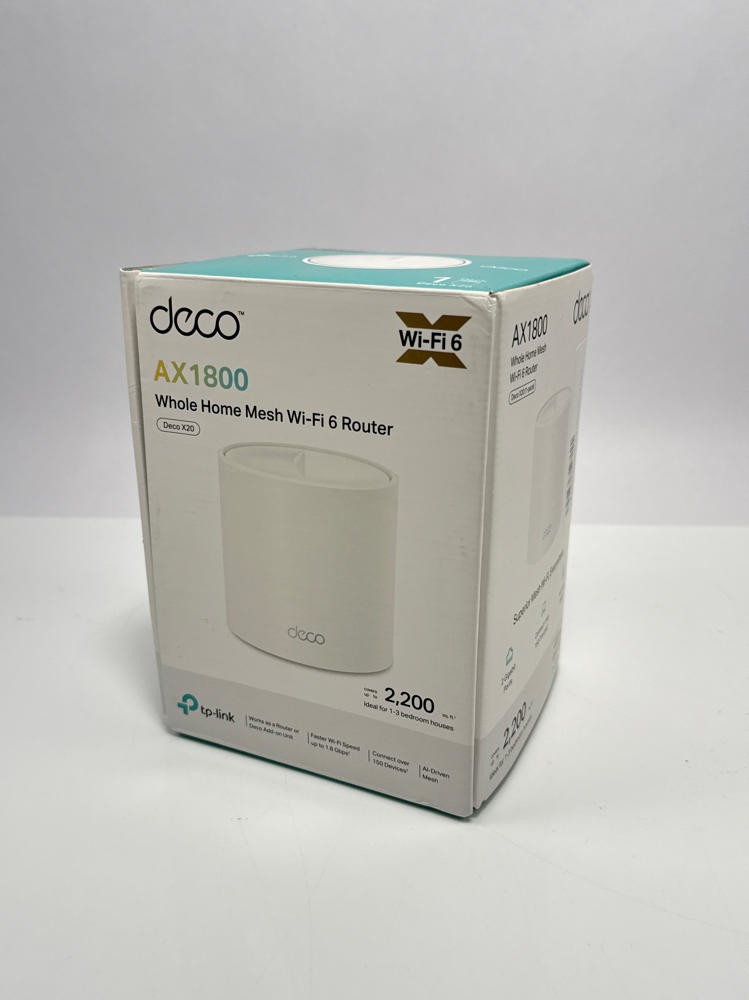 TP-Link Deco X20 WiFi 6 Mesh System Router Covers 2200 Sq Ft 1-Pack
