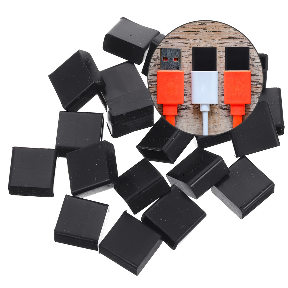 20Pcs Black Silicone USB Male Proof Plug Dust Cover Durable Protection Caps