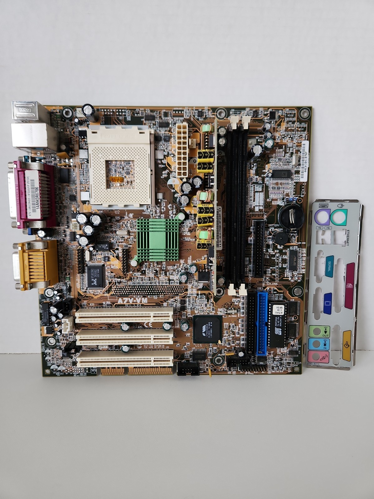 Vintage Asus/HP A7V-VM Motherboard w/ IO Shield Tested Working Retro Gaming