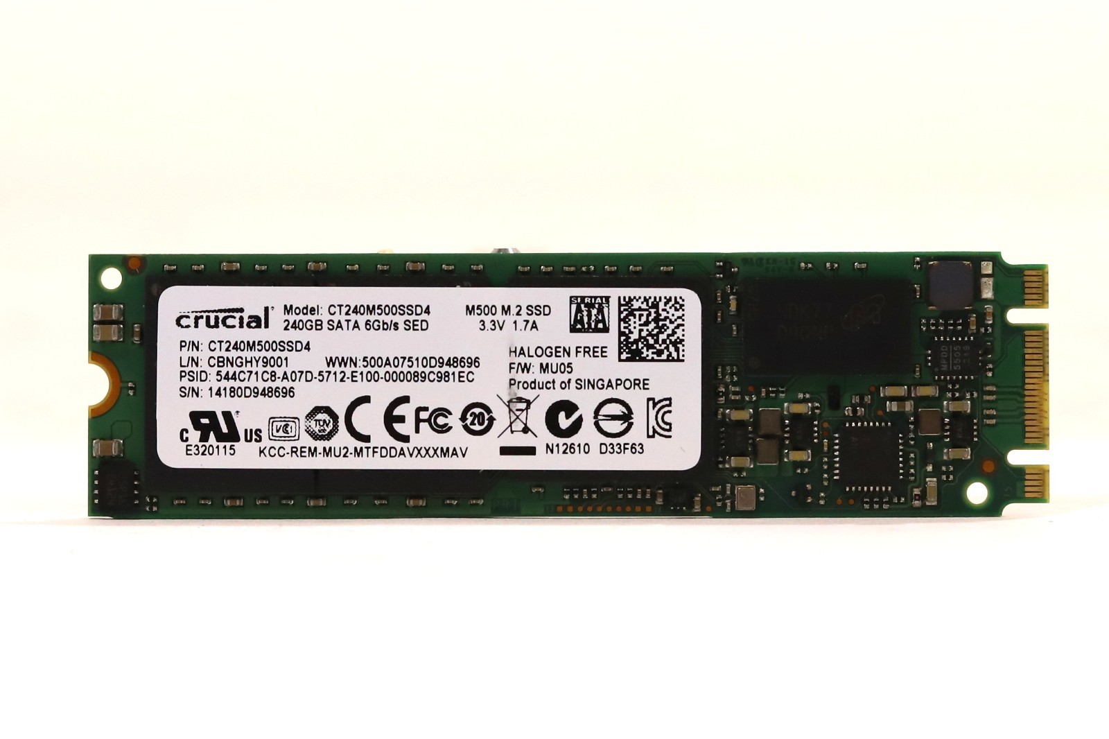 Crucial CT240M500SSD4 240GB 6Gb/s M.2 2280 SATA Solid State Drive Tested Working
