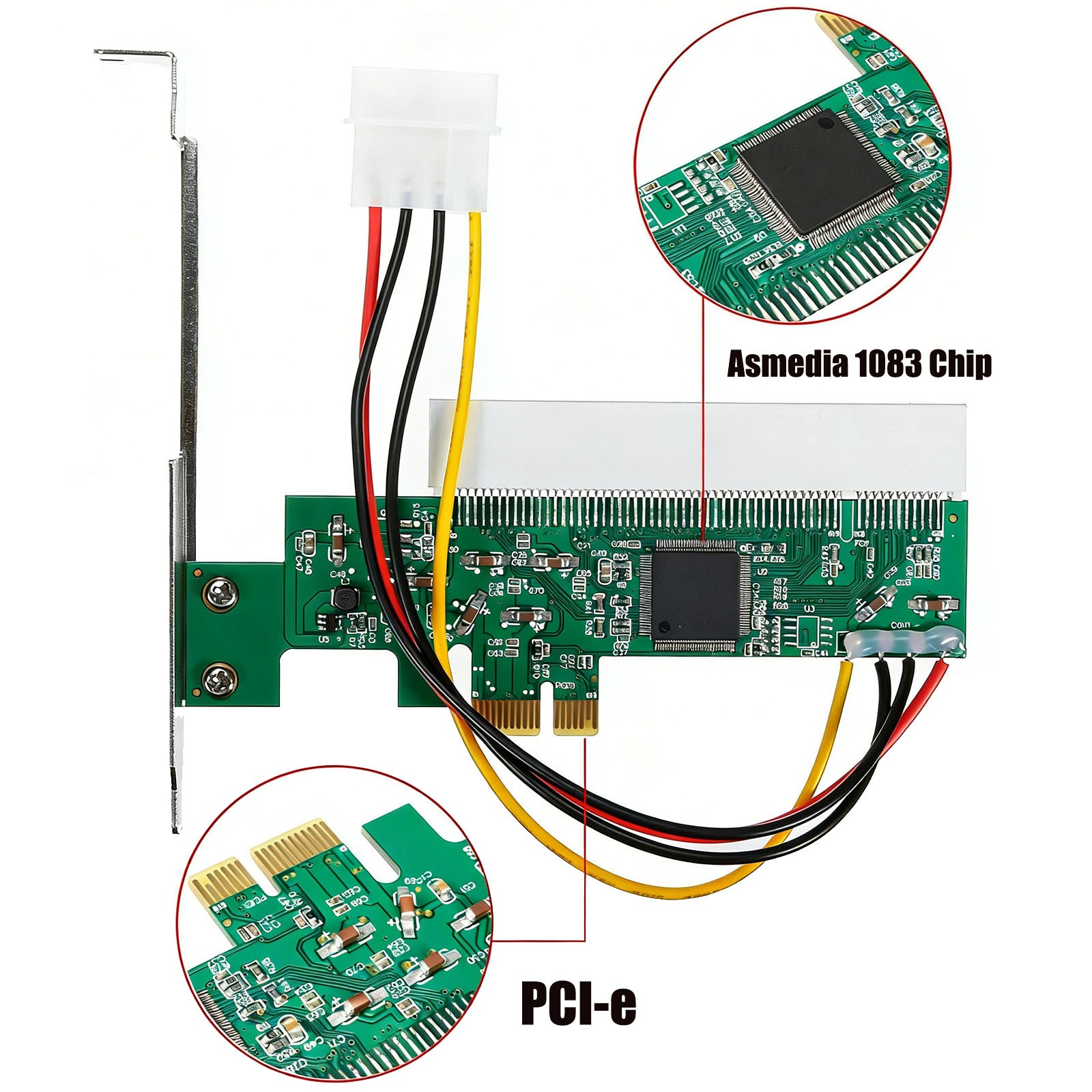 ASM1083 PCIe to PCI Adapter Card 32bit Riser Extender x1 Converter