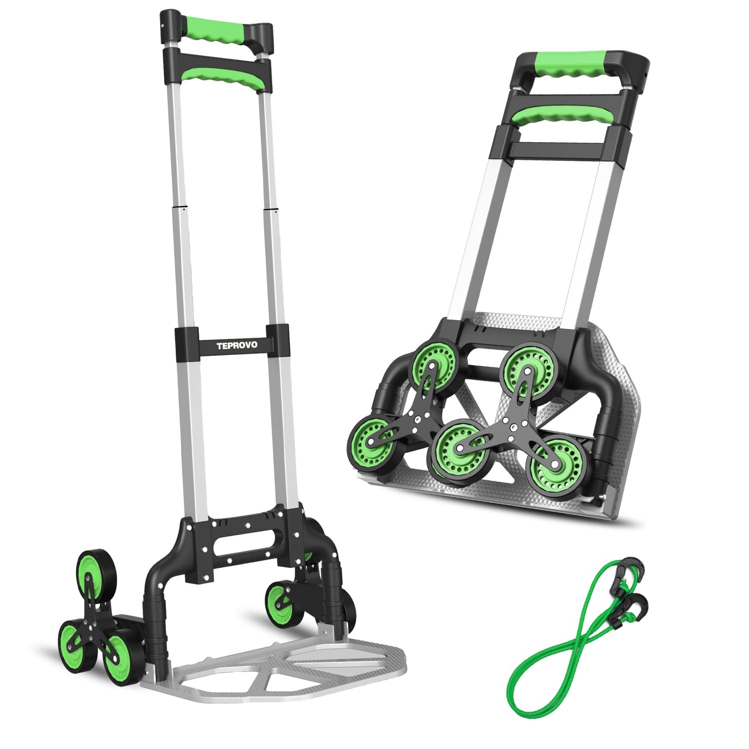 Stair Climbing Hand Truck, Foldable Aluminum Lightweight Dolly Cart, 6-Wheel ...