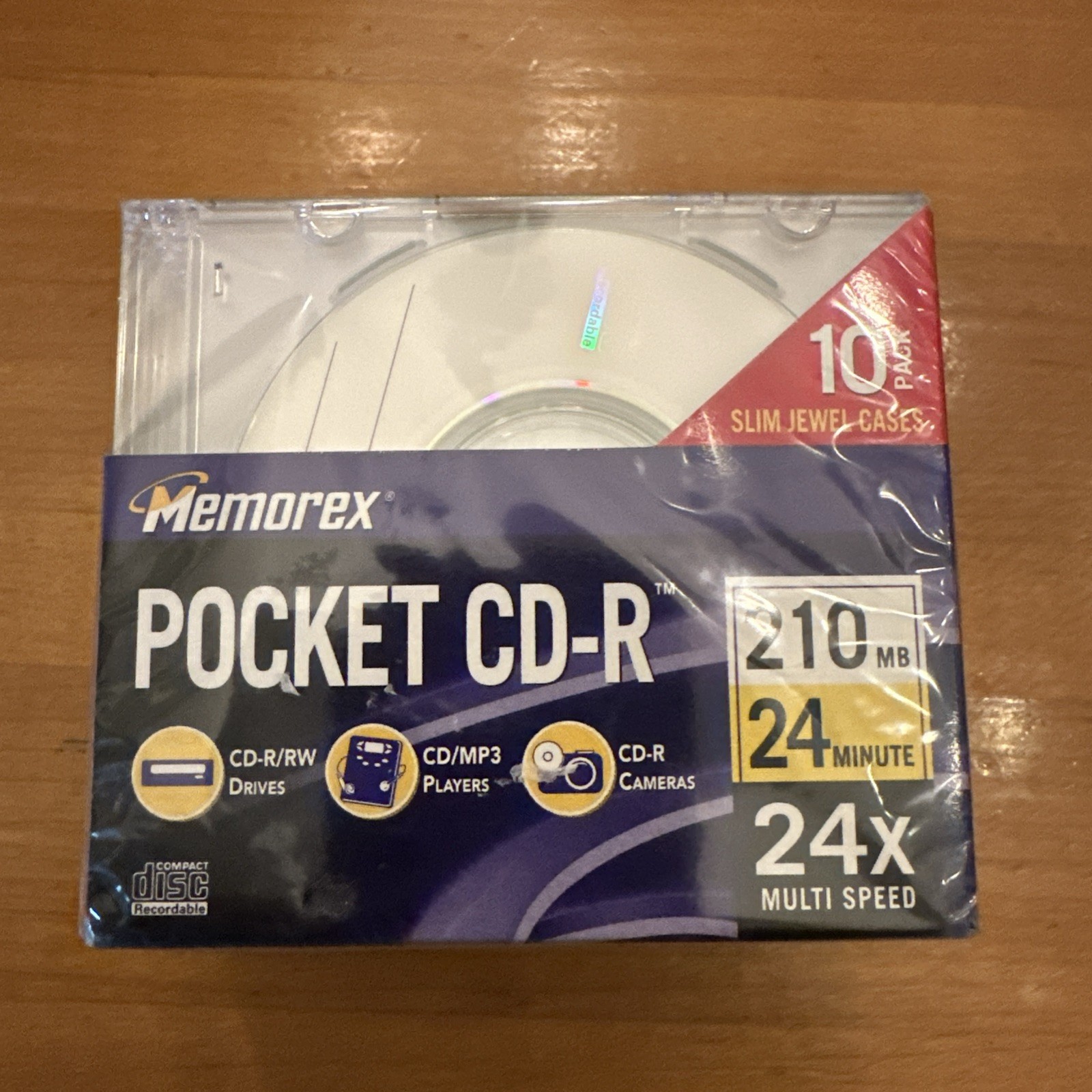 10 Pack Memorex Pocket CD-R 24X 210 MB 24 Minute New Sealed NOS