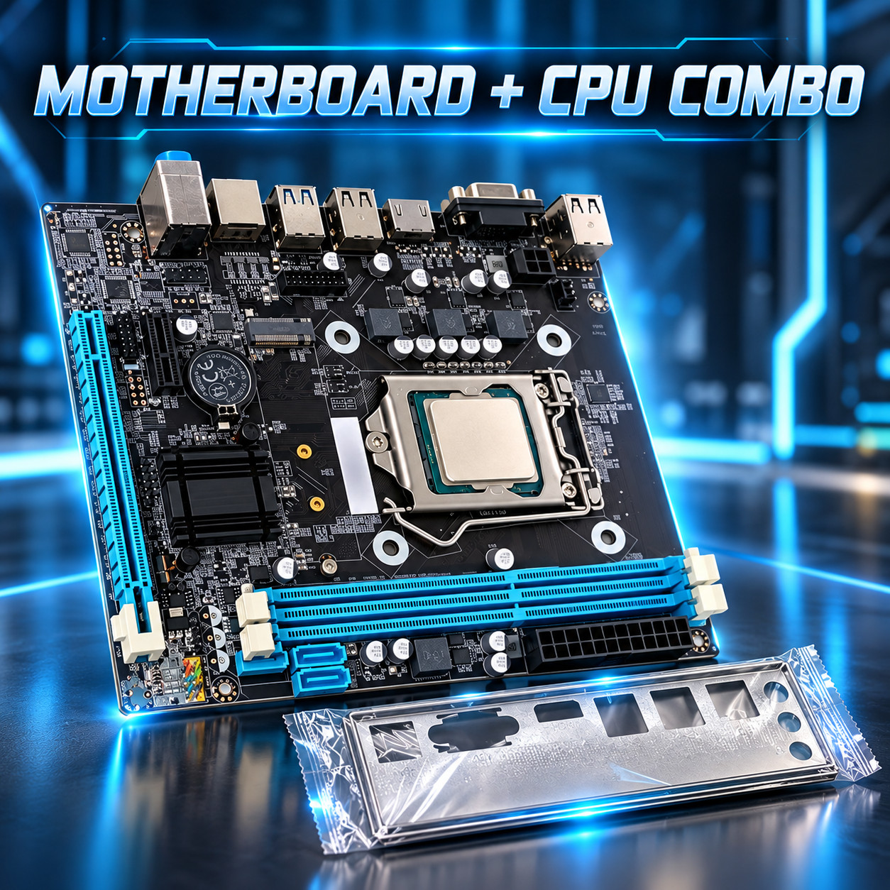 Intel H81 Motherboard M.2 NVMe LGA1150 mATX w CPU I7 4th IO Shield CMOS Battery