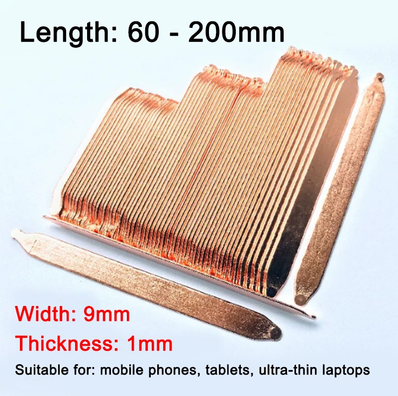 2PCS Copper Flat Heat Pipe for Cooling Laptop Heatsink DIY 9mm x 1mm * L60-200mm