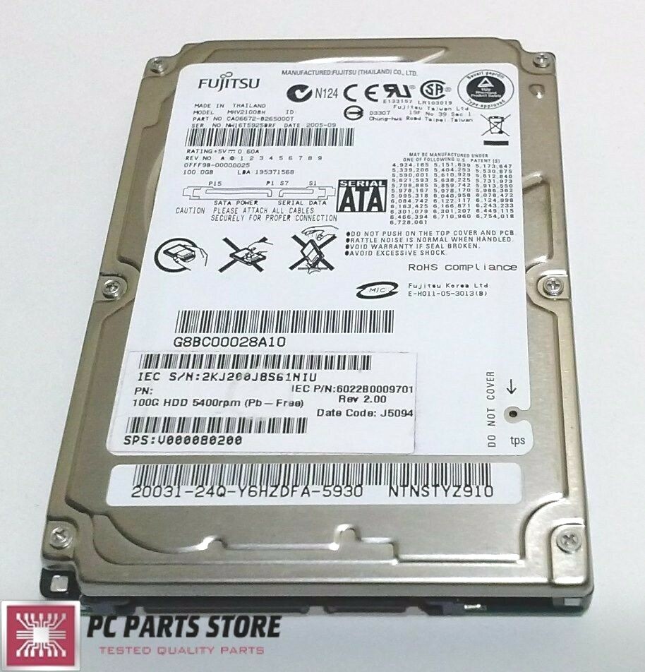 Fujitsu 100GB SATA 2.5" MHV2100BH CA06672-B265000T CA26338-B71104BA PCB PARTS