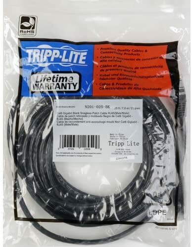 Lot of 40 Tripp Lite Cat6 Gigabit Snagless Patch Cables RJ45  Black, 2-ft