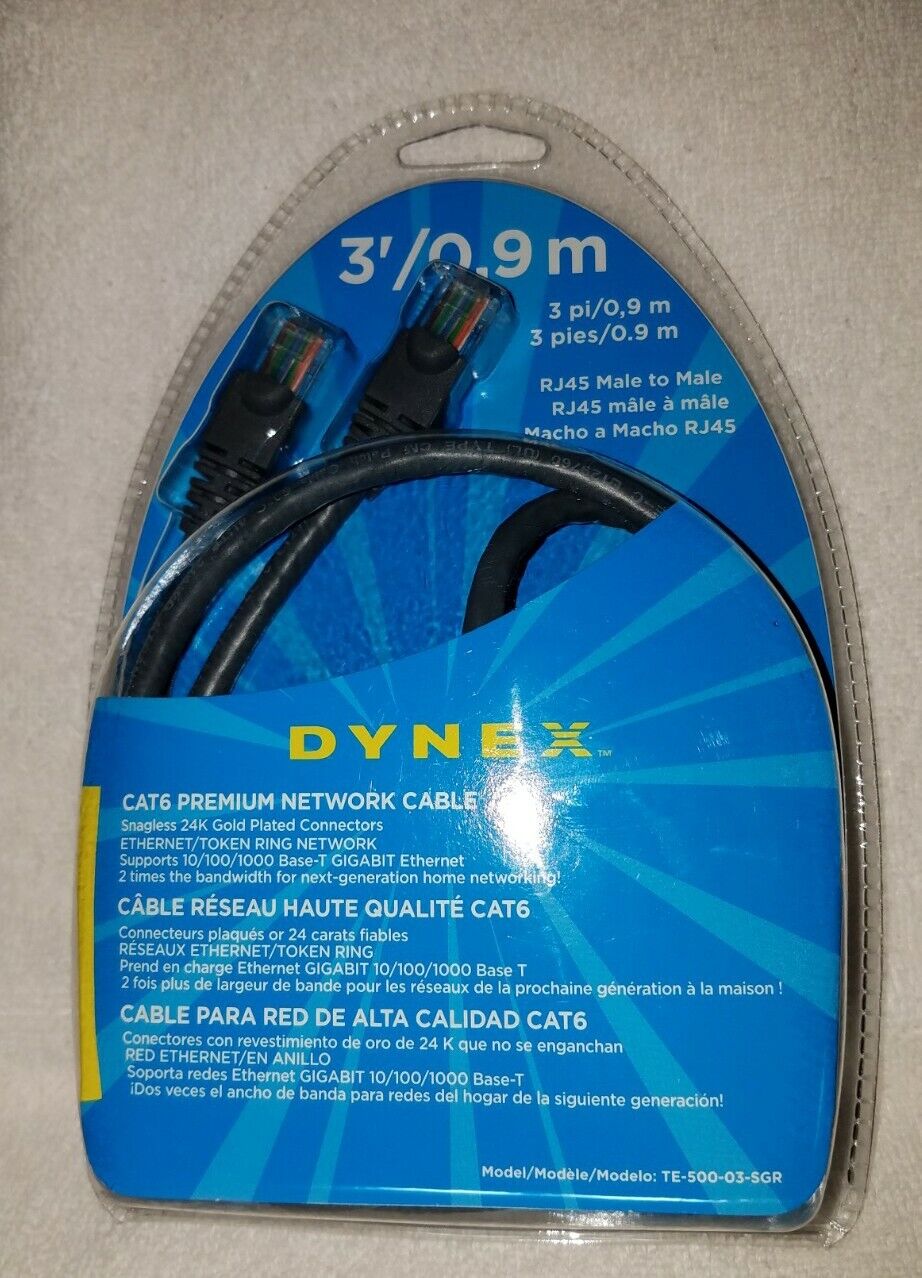 Dynex 3-Ft Cat6 Network Cable (Gray) TE-500-03-SGR
