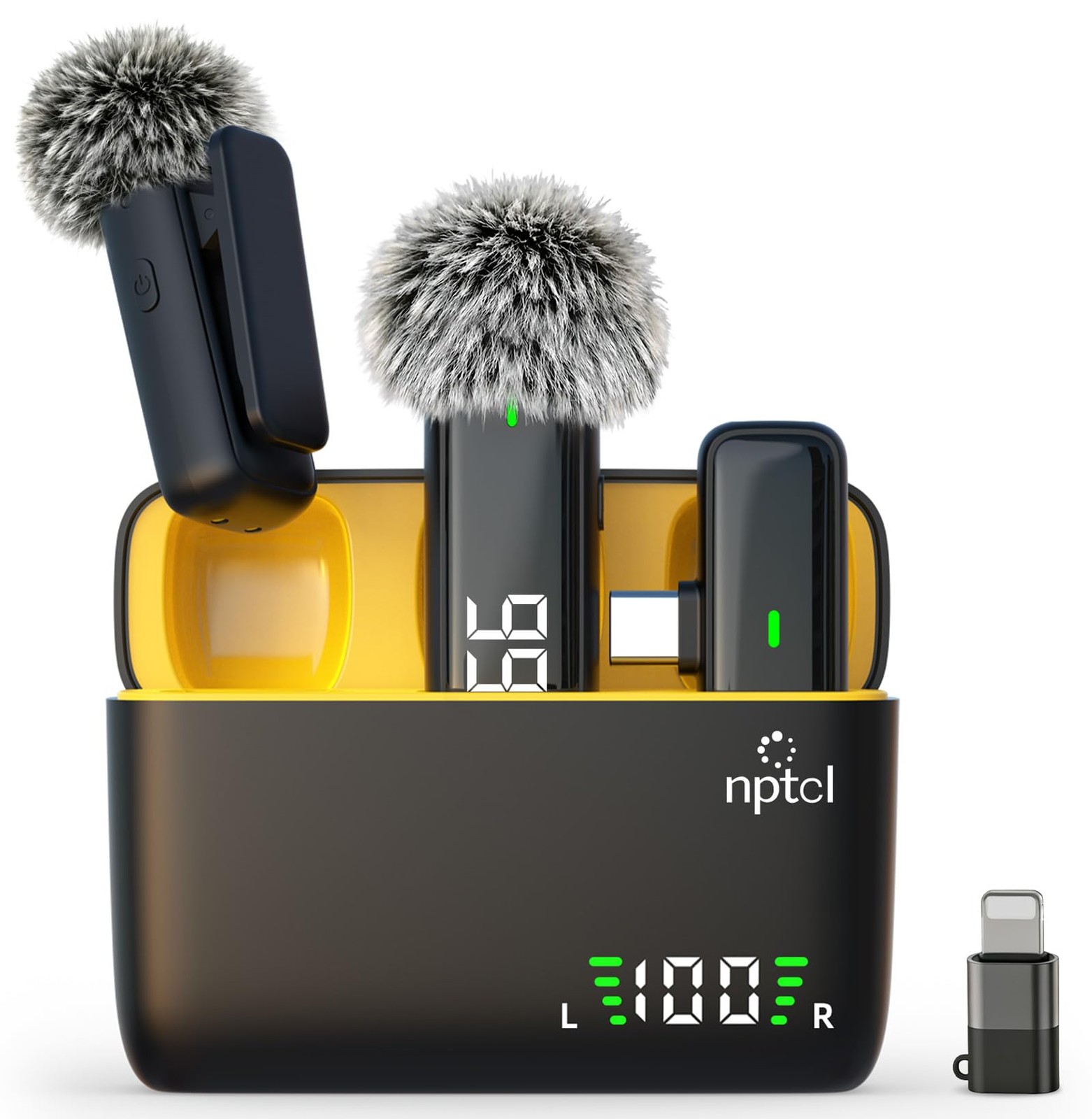 NPTCL Wireless Lavalier Microphone for iPhone iPad Android, Mini Mini, Black