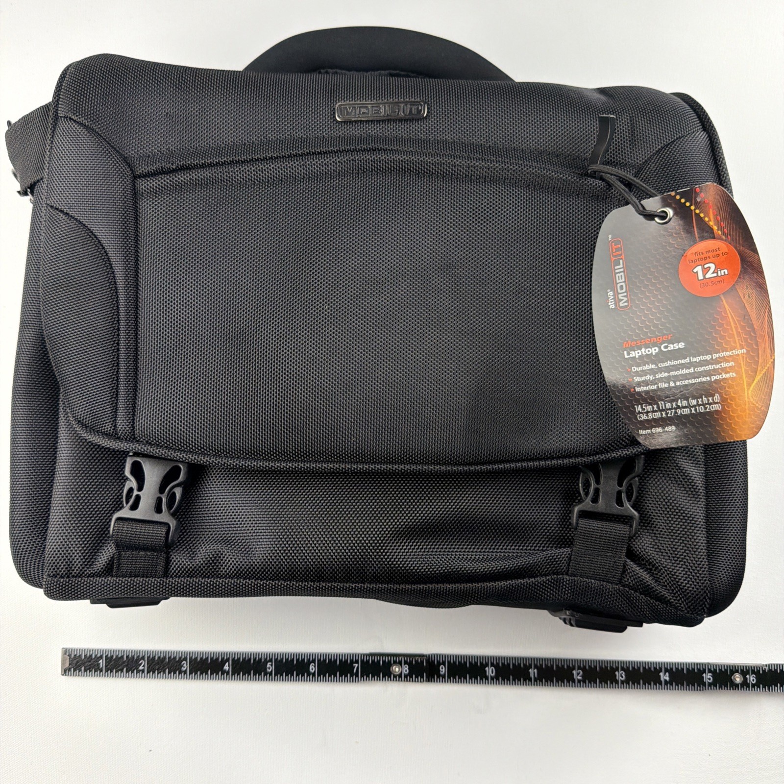 ATIVA Mobil It Black Nylon Laptop Notebook Organized Messenger Bag