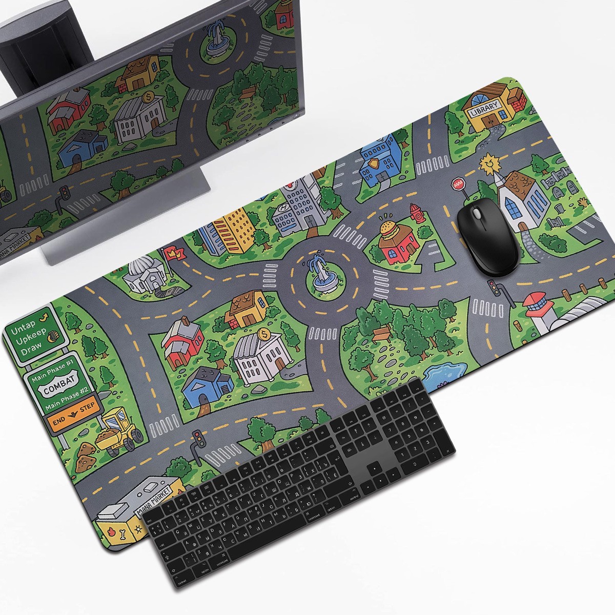 1pc Extended Gaming Mouse Pad and PC Desktop Keyboard Pad - Game Pixel Style R
