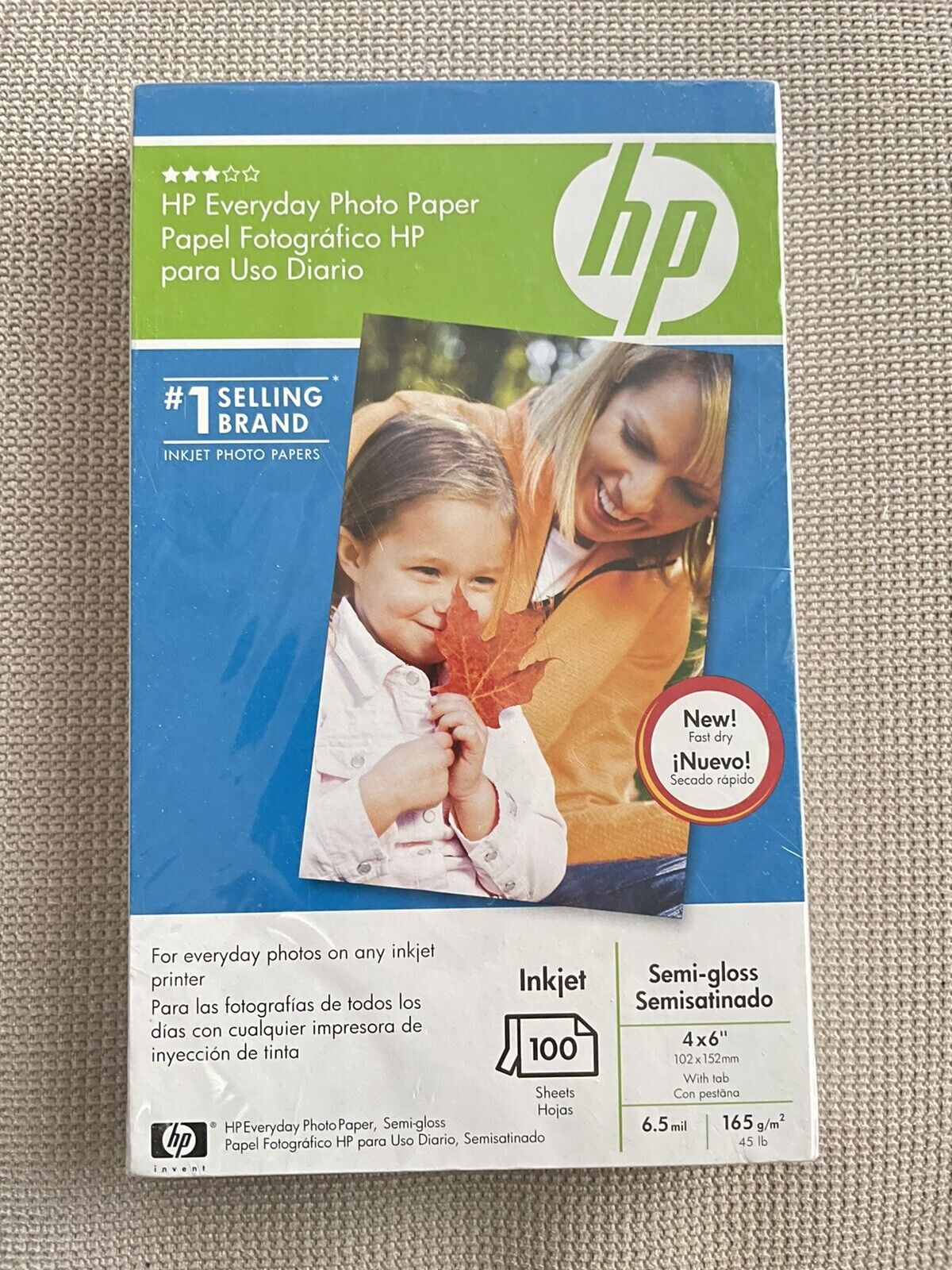 HP Genuine Everyday Photo Paper 100 Sheets 4x6 Sealed Semi-Gloss 6.5mil Sealed