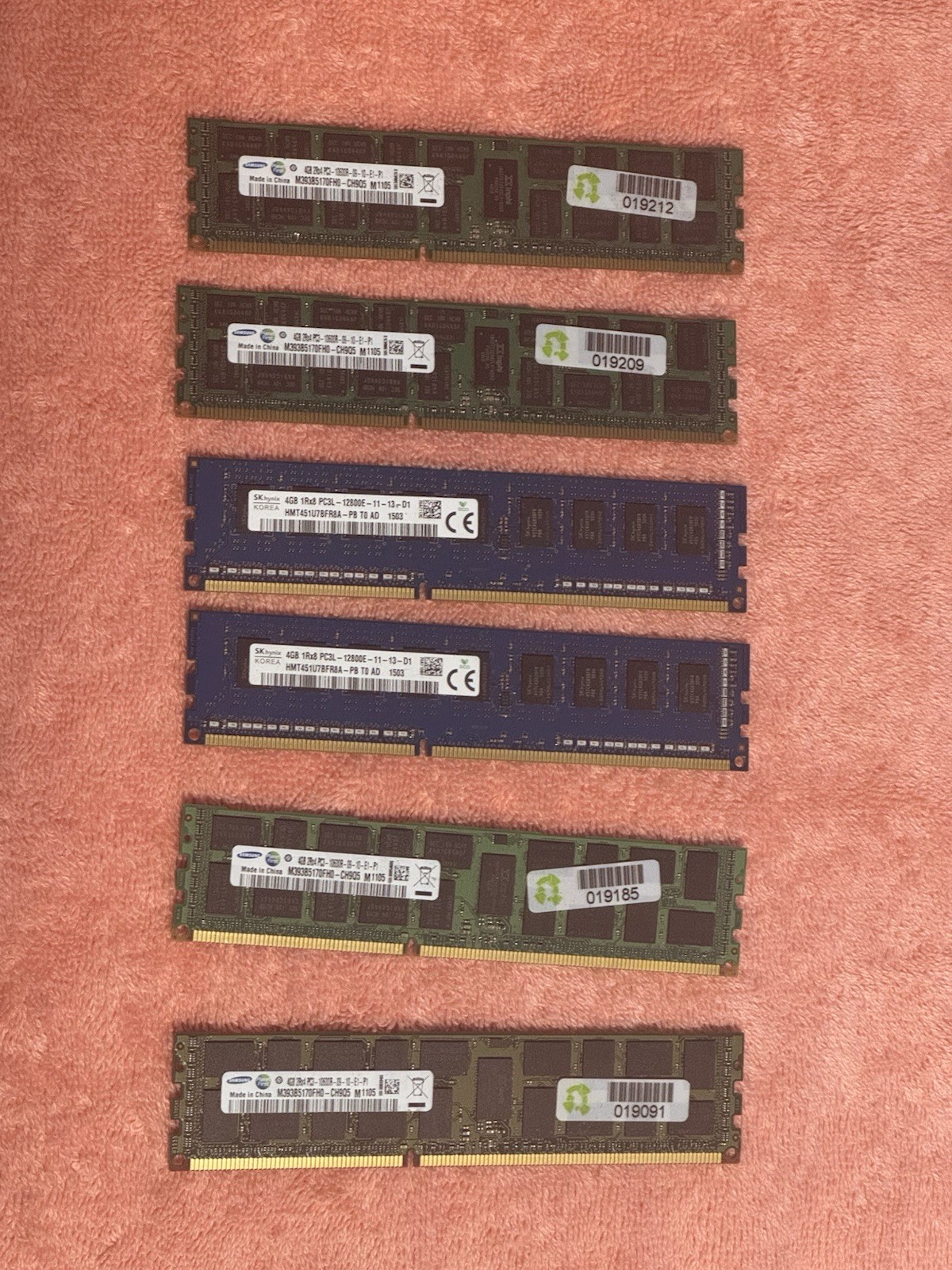 Lot 4 Samsung 4 GB 2Rx4  Pc3-10600R- MHz DDR3 SDRAM (M393B5170FHD-CH9Q5