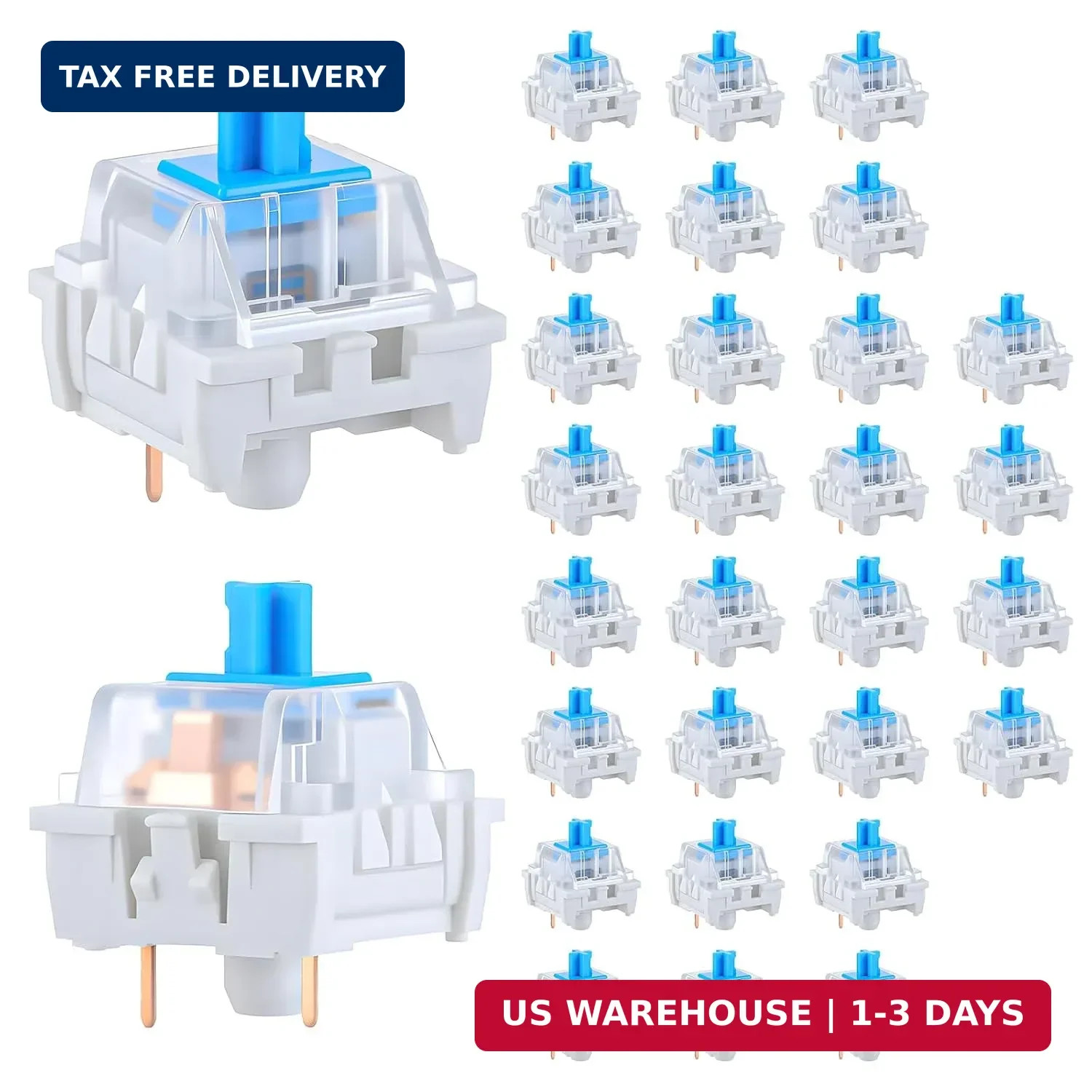 30 PCS Mechanical Keyboard Switches 3 Pin Blue Keyboard Clicker Replacement Keyb