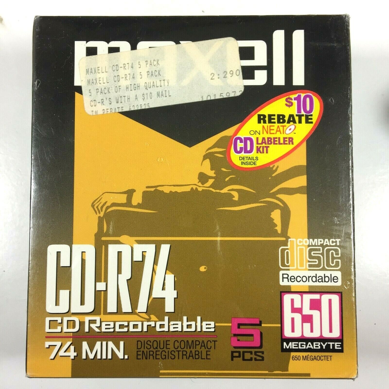 Maxell Digital Media CD-R 74-Minute (5-Pack) Recordable 650 MB - NEW