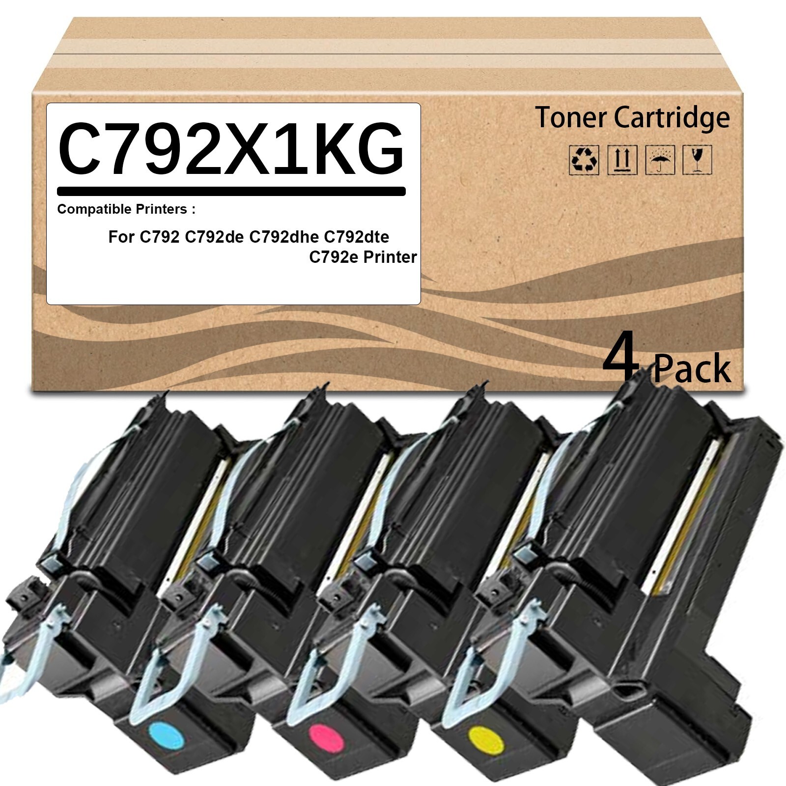4 Pack C792X1KG C792X4CG C792X4MG C792X4YG Compatible Toner Cartridge C792