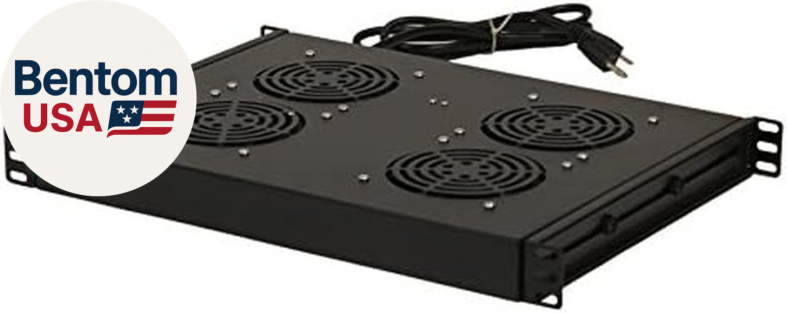 Rack Cabinet Mounted Server 4 Fan Unit Cooling System with 4 Fans 110V Blk 1U