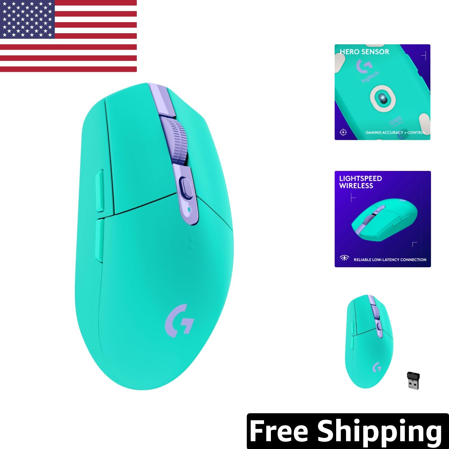 Mint G305 LIGHTSPEED Wireless Mouse - 6 Programmable Buttons, Ultra-Lightweight