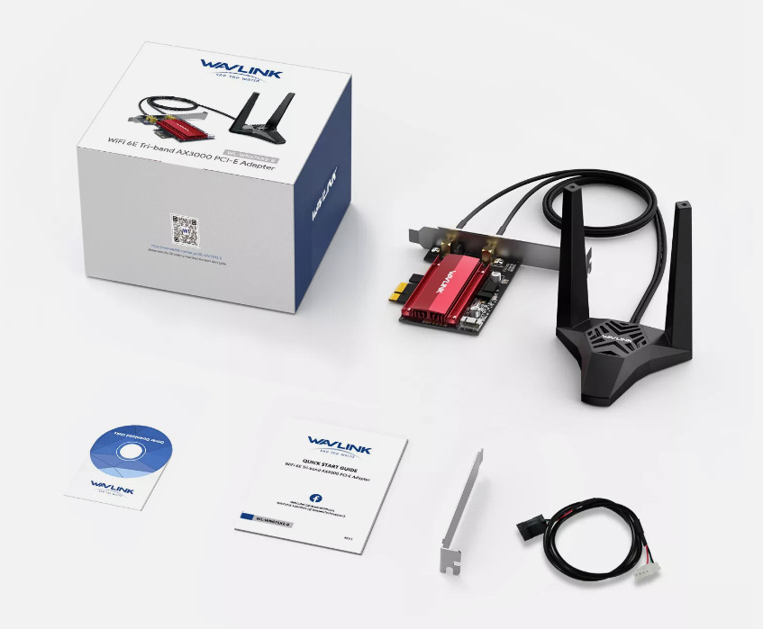 Wavlink AX3000 PCIe WiFi Adapter WiFi 6E Network Card BT5.2 2.4/5/6GHz WPA3 Fast