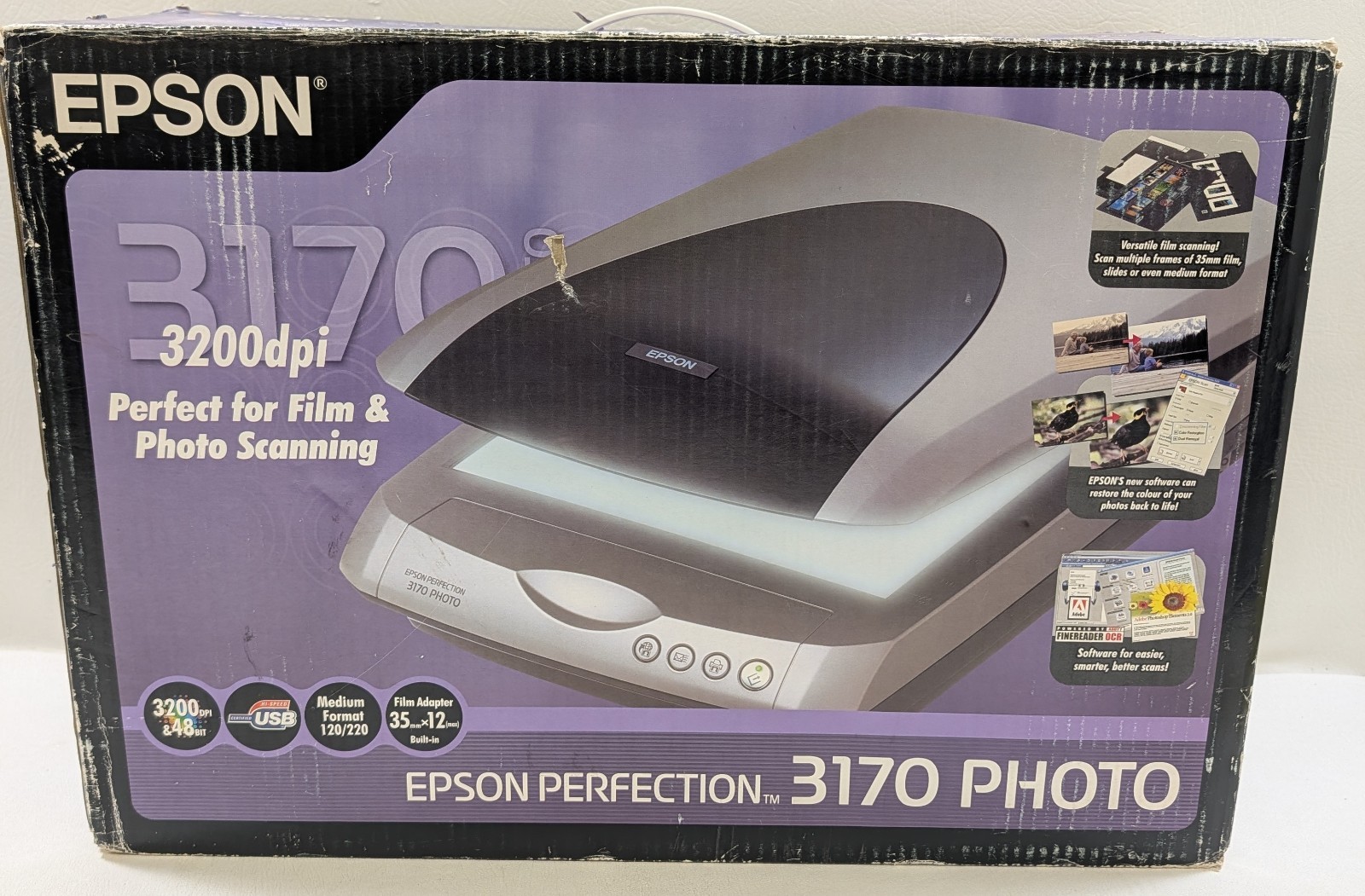 Epson Perfection 3170 Photo Flatbed Film Scanner 3200x6400 DPI USB 2.0 - In Box