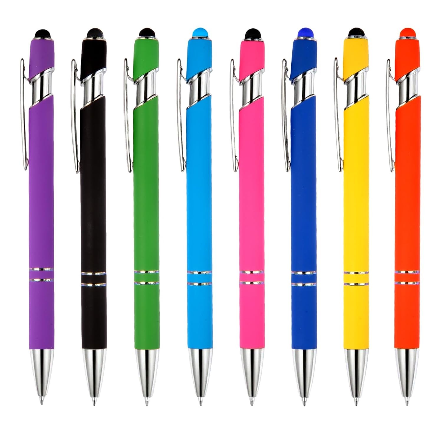 8 Pack Retractable Ballpoint Pens with Stylus Tip Ballpoint Pen 2 in 1 Stylus