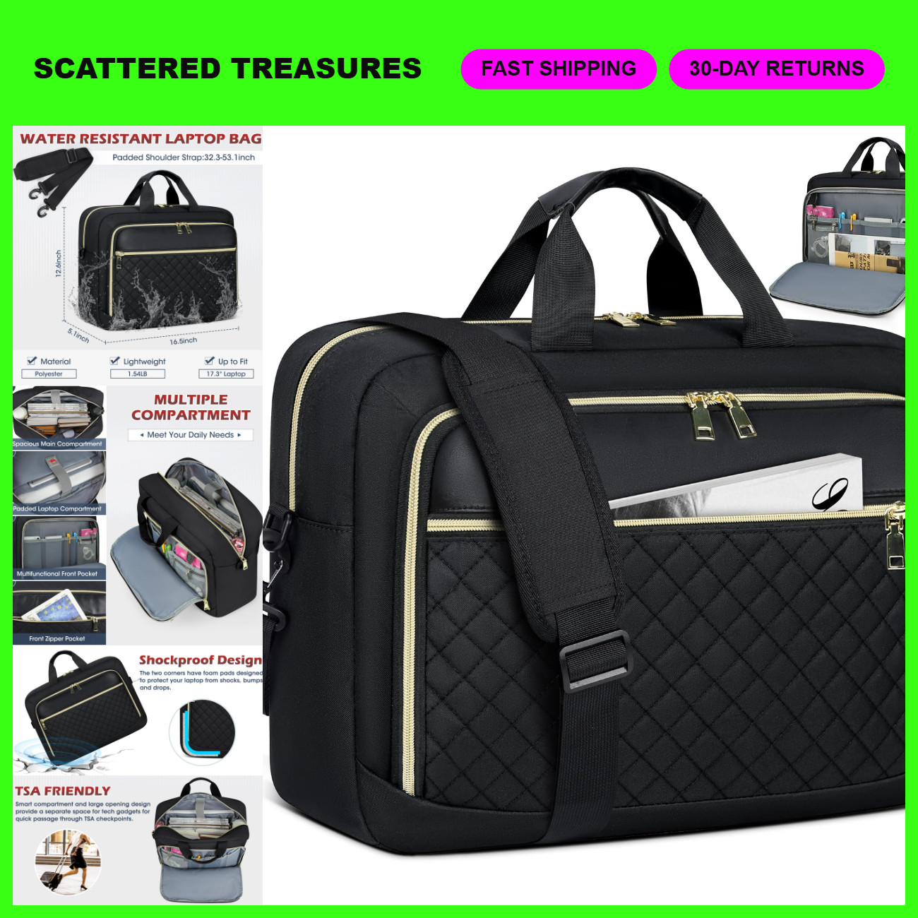 Large 17.3 Inch Laptop Bag for Women | Stylish Briefcase & Computer Tote