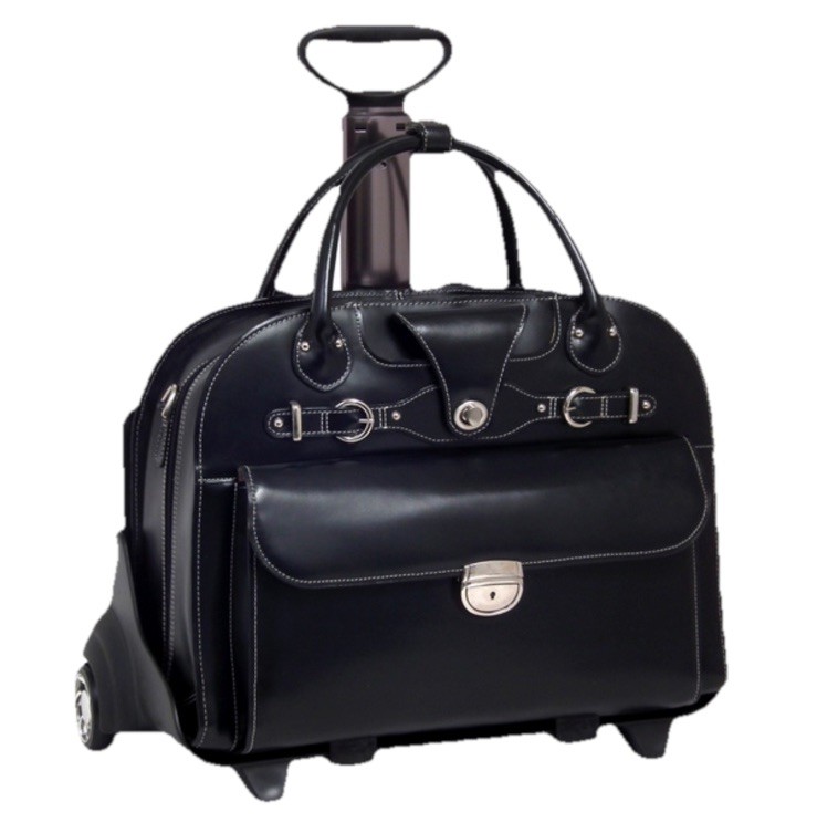 McKlein USA ROSEVILLE | 15” Leather Detachable-Wheeled 2 in 1 Laptop LuggageCase