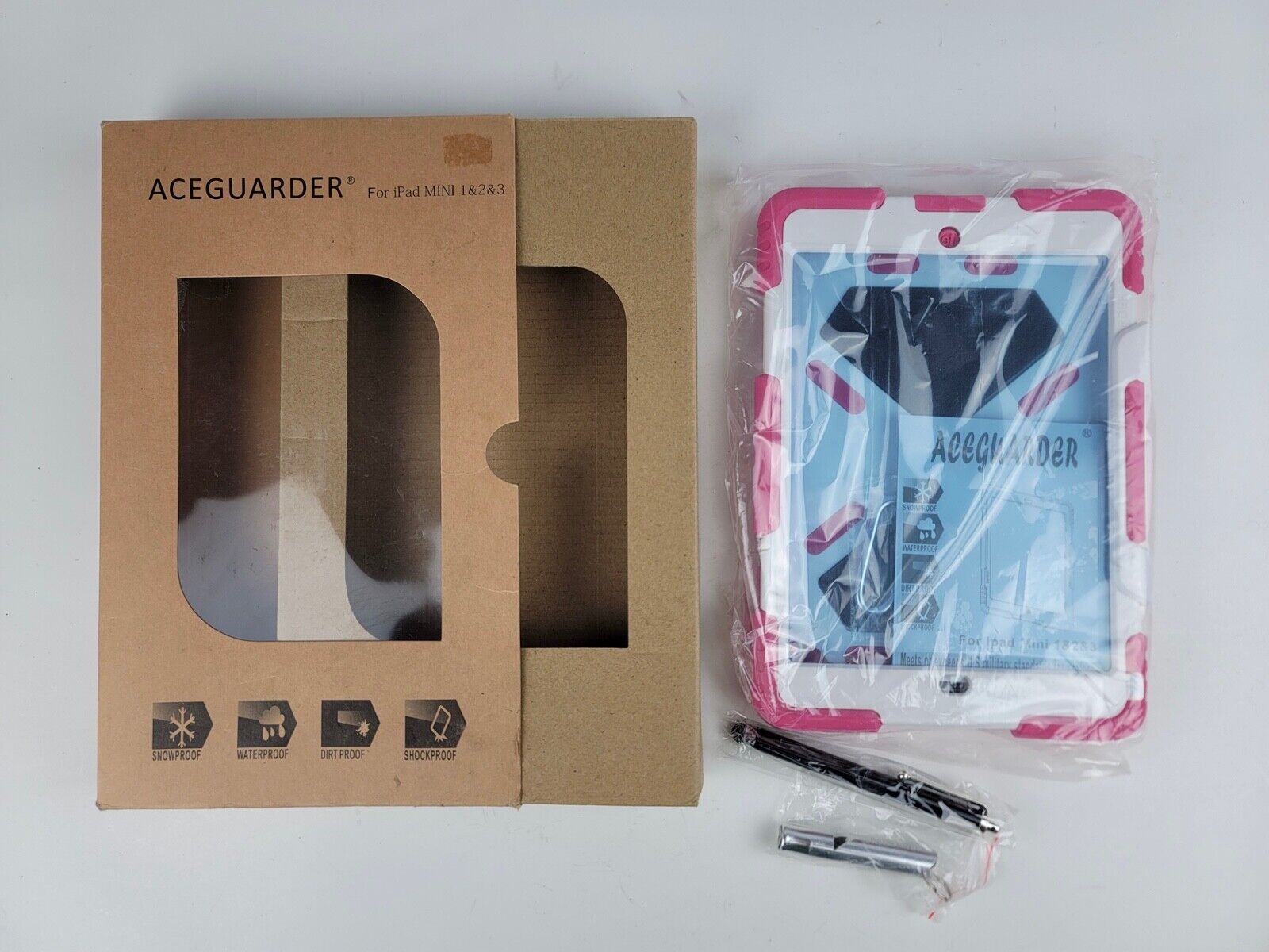 Aceguarder- Pink White Heavy Duty iPad Mini 1,2,3 Protective Premium Case NEW