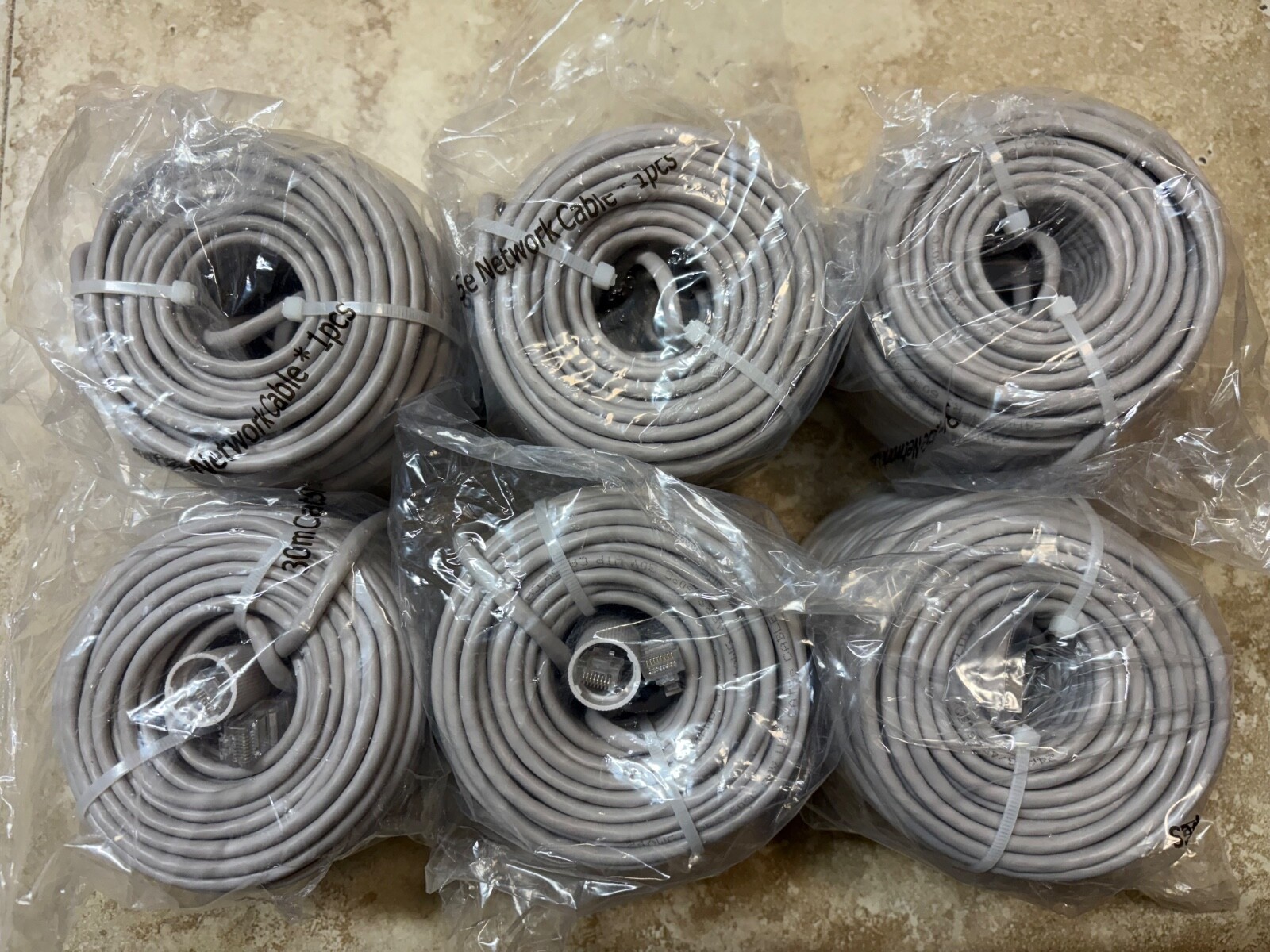 LOREX OEM Cat 5e x 6pcs Ethernet Network Cable Camera Grey 30m 100ft New  Sealed