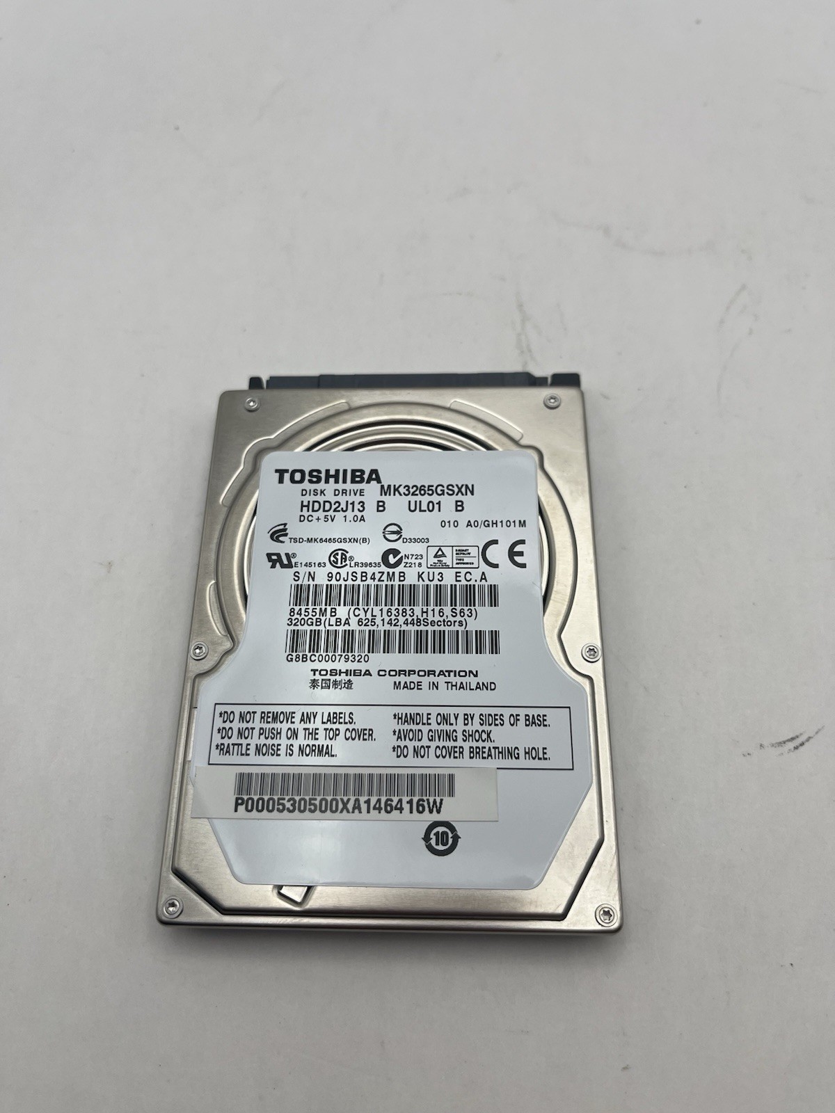Toshiba MK3265GSXN 320GB 5400RPM HDD2J13 UL01 HDD 2.5" Laptop Hard Drive Tested