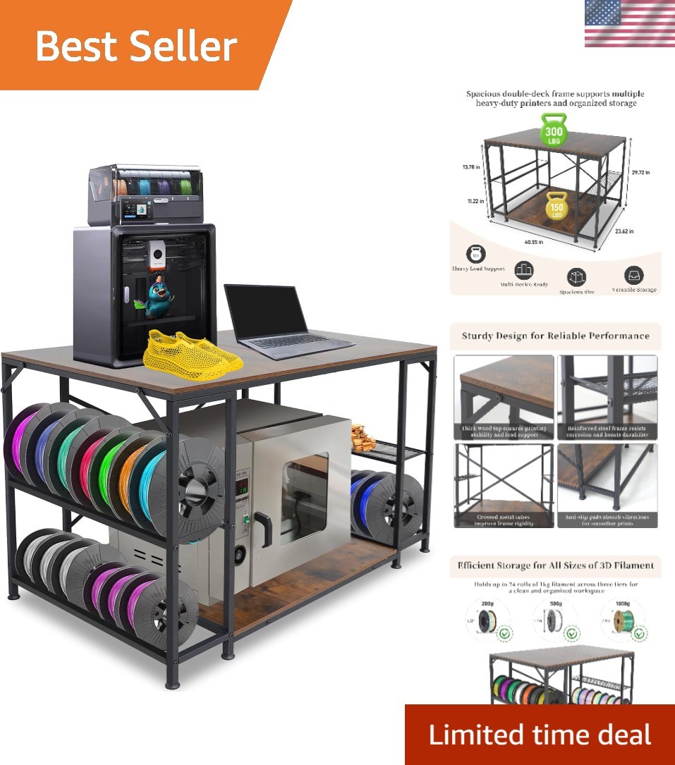 Upgraded 3D Printer Stand, Large 3D Printer Filament Storage Rack for Home Of...