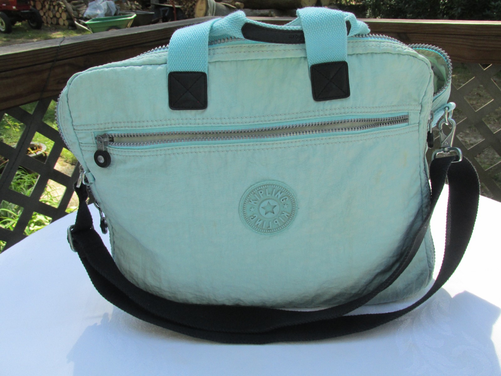 Kipling Laptop Computer Bag Light Blue Work School Messenger with Shoulder Strap
