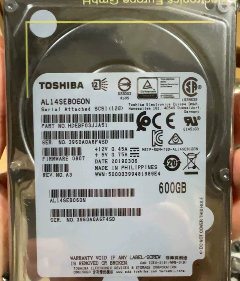 Toshiba AL14SEB060N 600GB 2.5" HDD 12Gb/s 10K RPM SAS Hard Drive